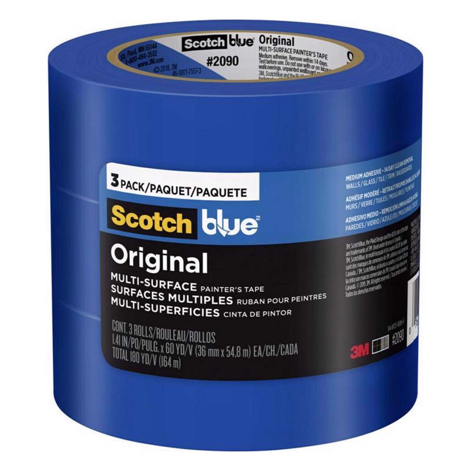 ScotchBlue 1.41 in. W X 60 yd L Blue Medium Strength Original Painters Tape 3 pk