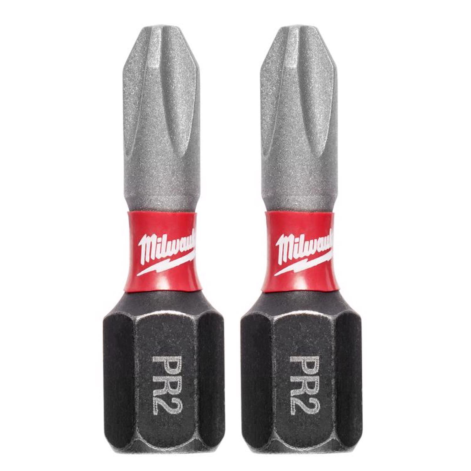 Milwaukee Shockwave Phillips #2 X 1 in. L Impact Reduced Insert Bit Steel 2 pk
