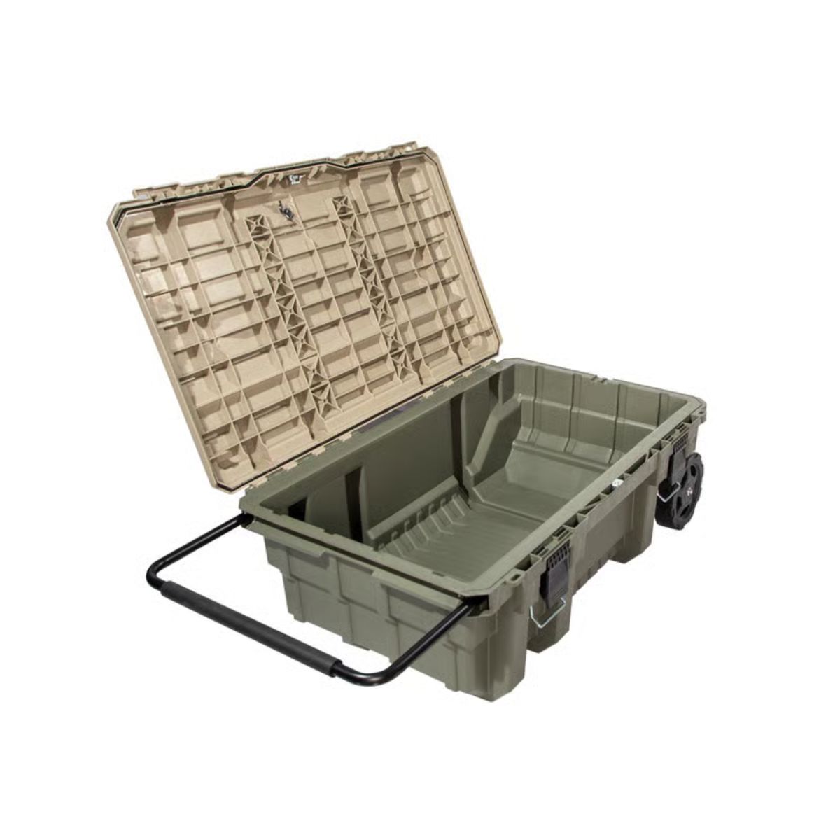 RealTree 25 gal Green Storage Tote w/Wheels 14.2 in. H X 37.5 in. W X 23.1 in. D Stackable