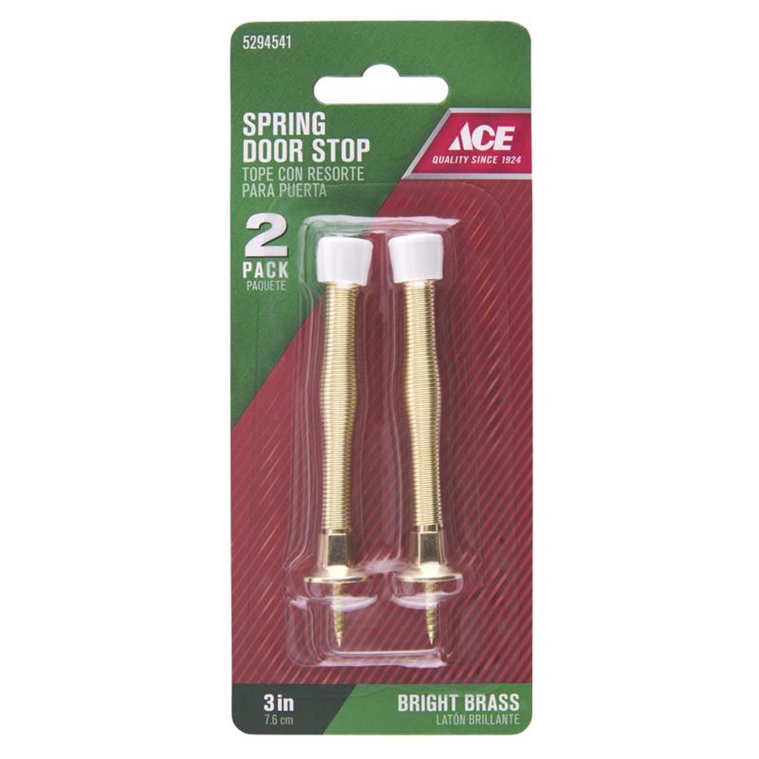 Ace 3 in. W Metal Bright Gold Spring Door Stop Mounts to door and wall 1.5 in.