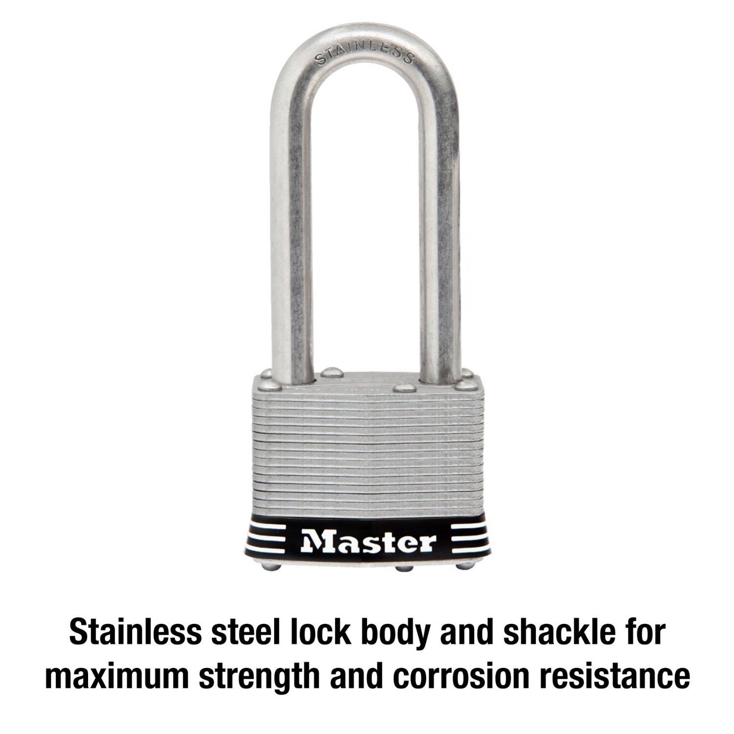 Master Lock 4-3/8 in. H X 2 in. W Laminated Steel 4-Pin Tumbler Weather-Resistant Padlock