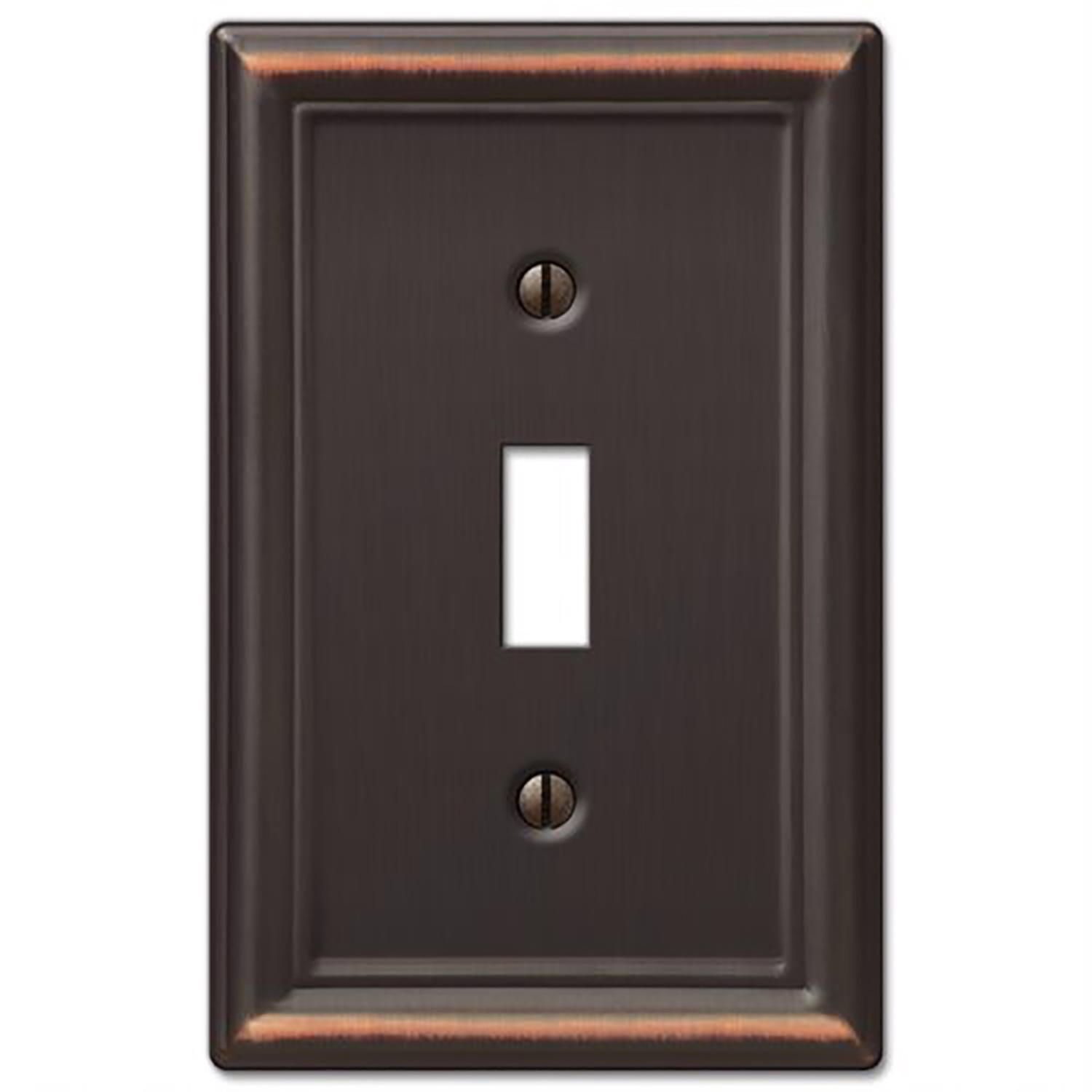 Amerelle Chelsea Aged Bronze 1 gang Stamped Steel Toggle Wall Plate 1 Pack