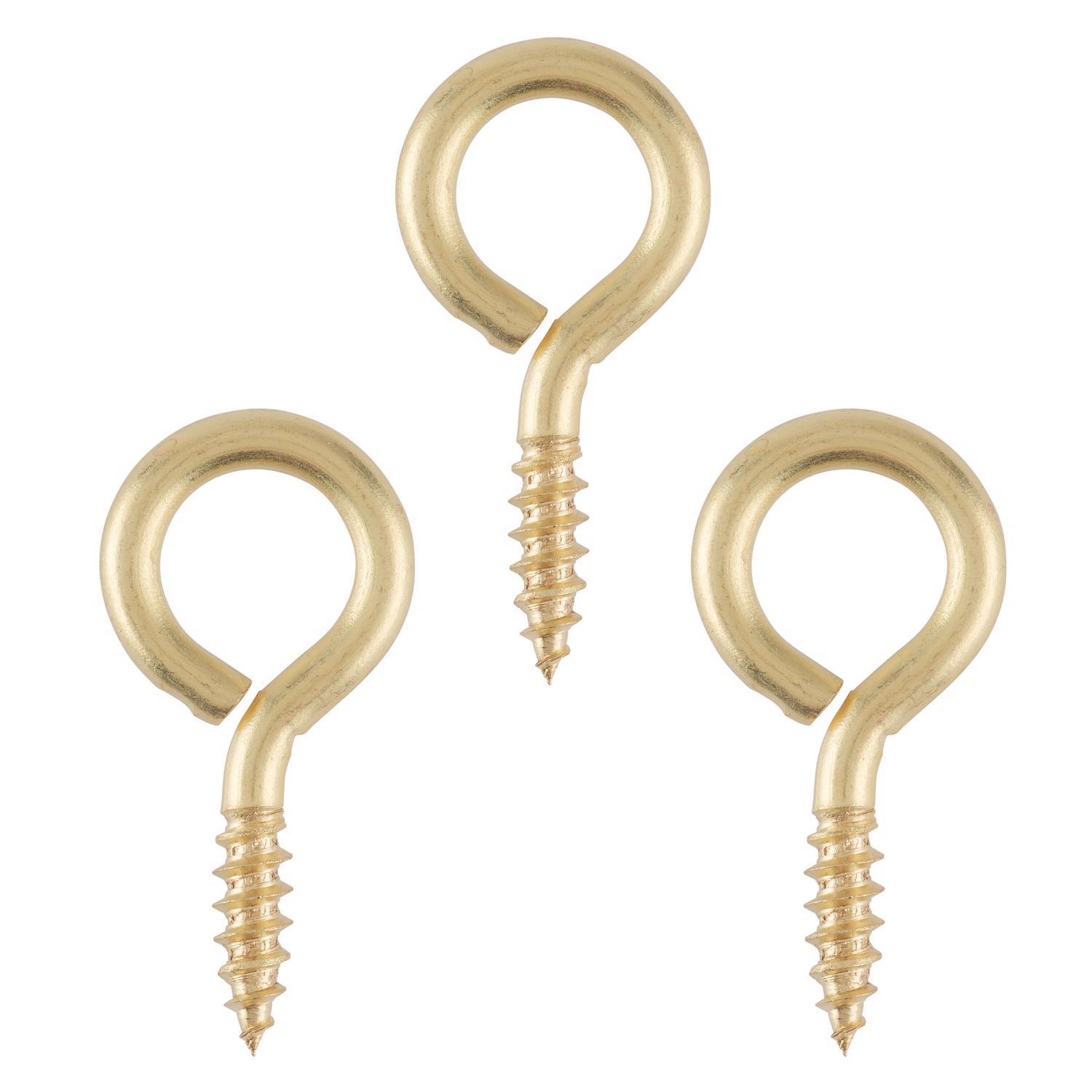 Ace 3/16 in. D X 1-5/8 in. L Polished Brass Screw Eye 45 lb. cap. 3 pk