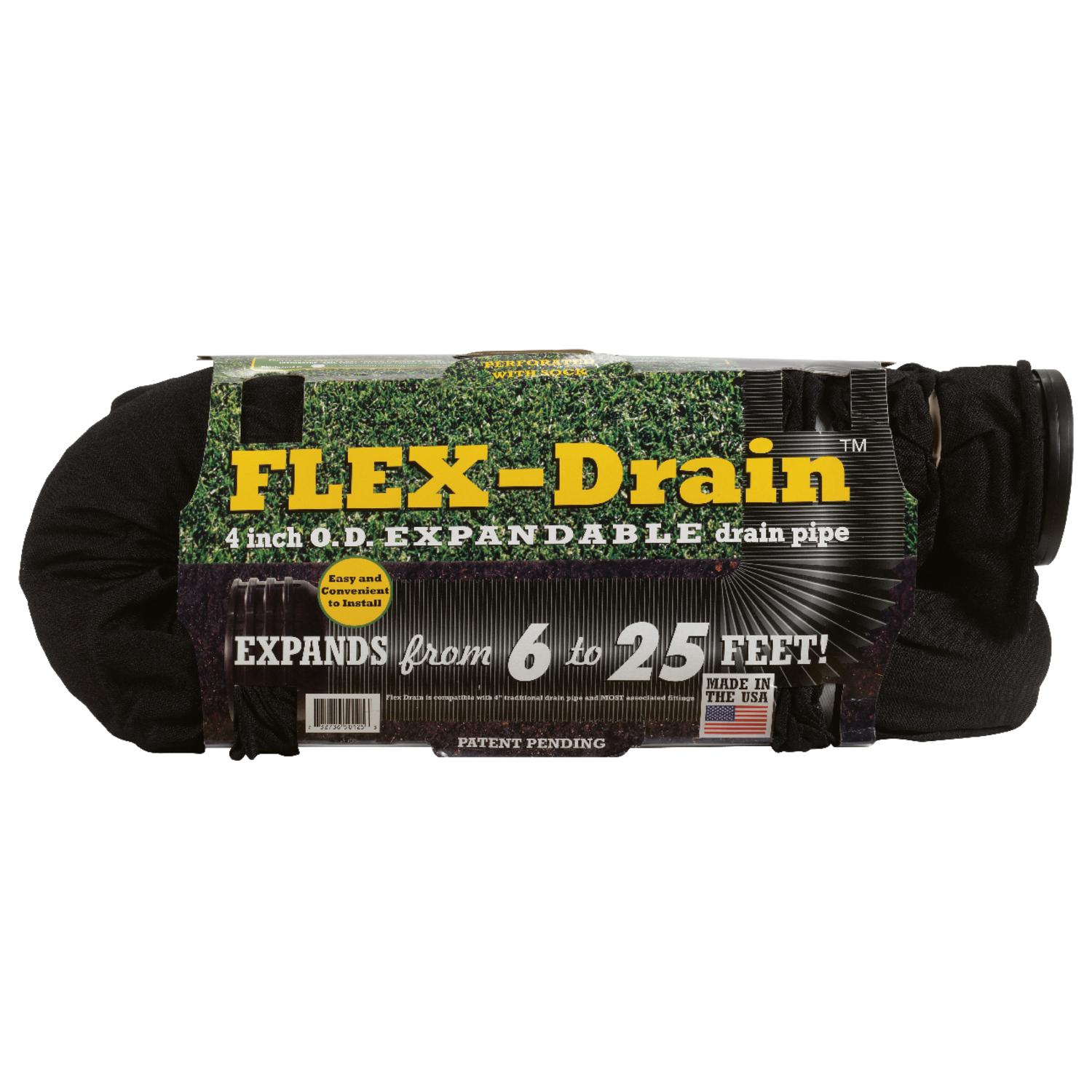 Flex-Drain 4 in. D X 25 ft. L Polypropylene Drain Pipe with Sock