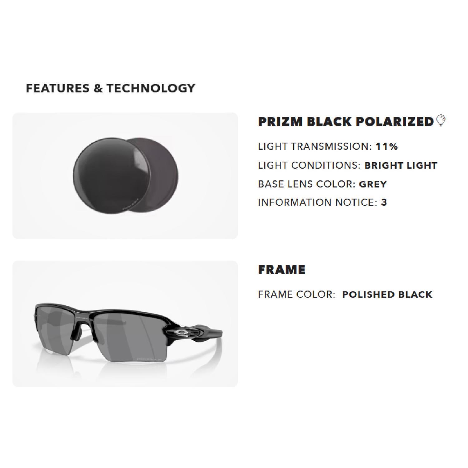 Oakley Flak 2.0 XXL Sunglasses Men's Polished Black Frame Prizm Black Lens Polarized