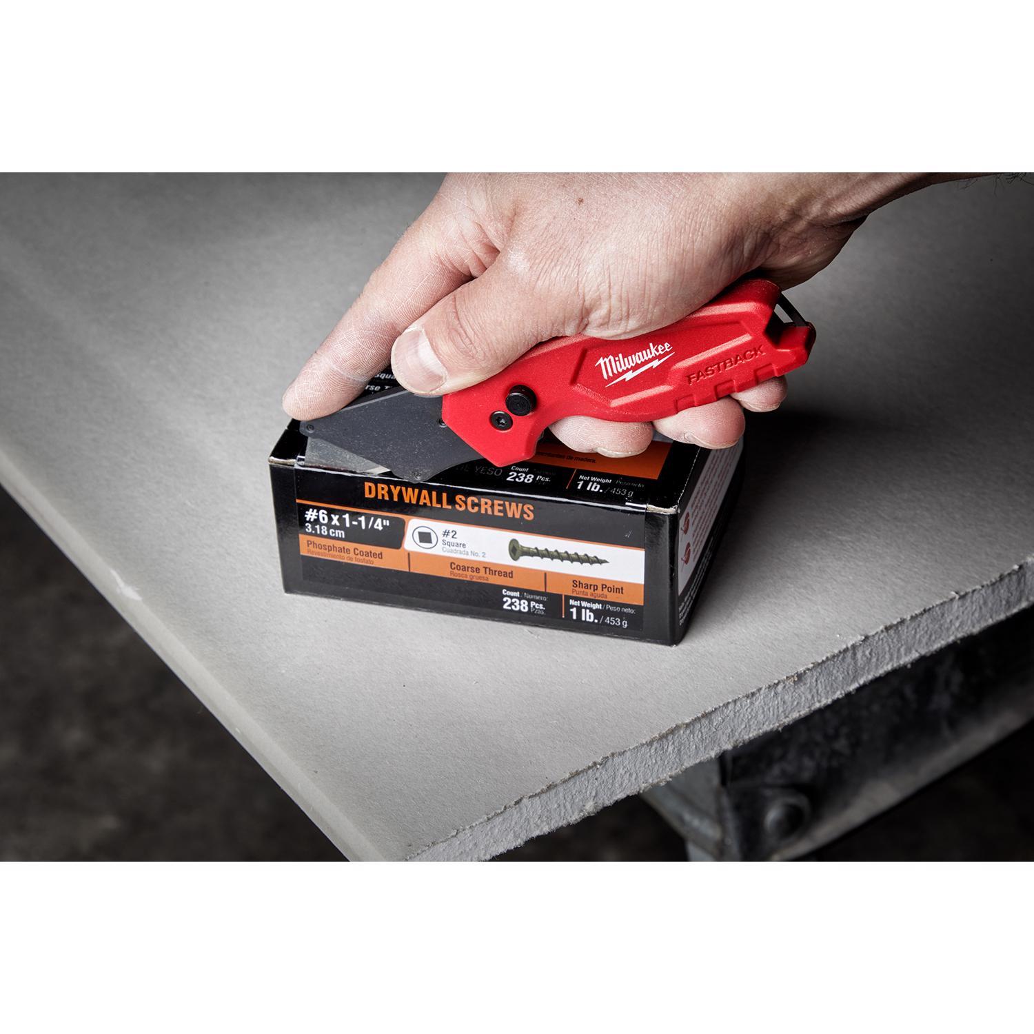 Milwaukee Fastback 6.15 in. Press and Flip Folding Compact Utility Knife Red 1 pc