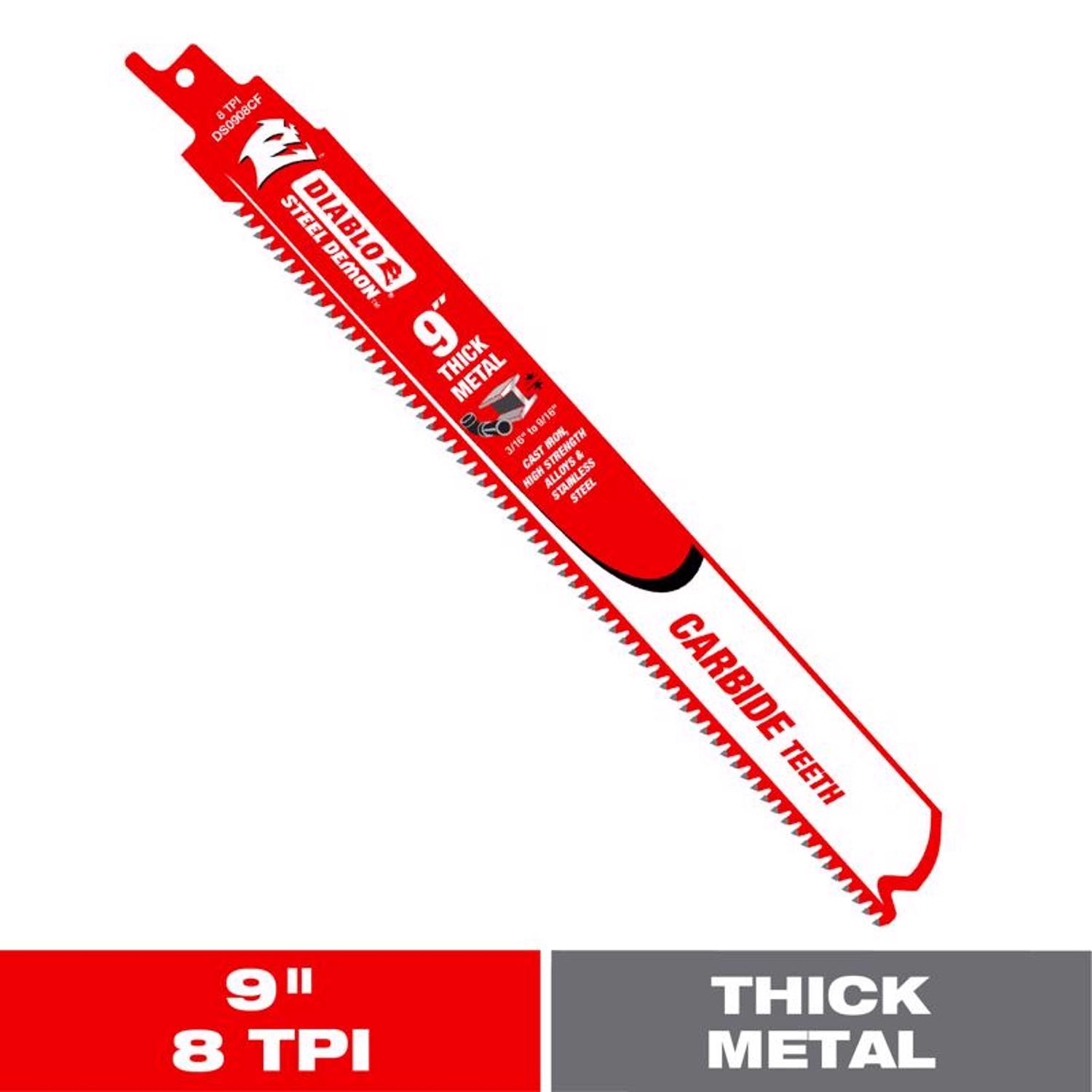 Diablo Steel Demon 9 in. Carbide Thick Metal Reciprocating Saw Blade 8 TPI 1 pc
