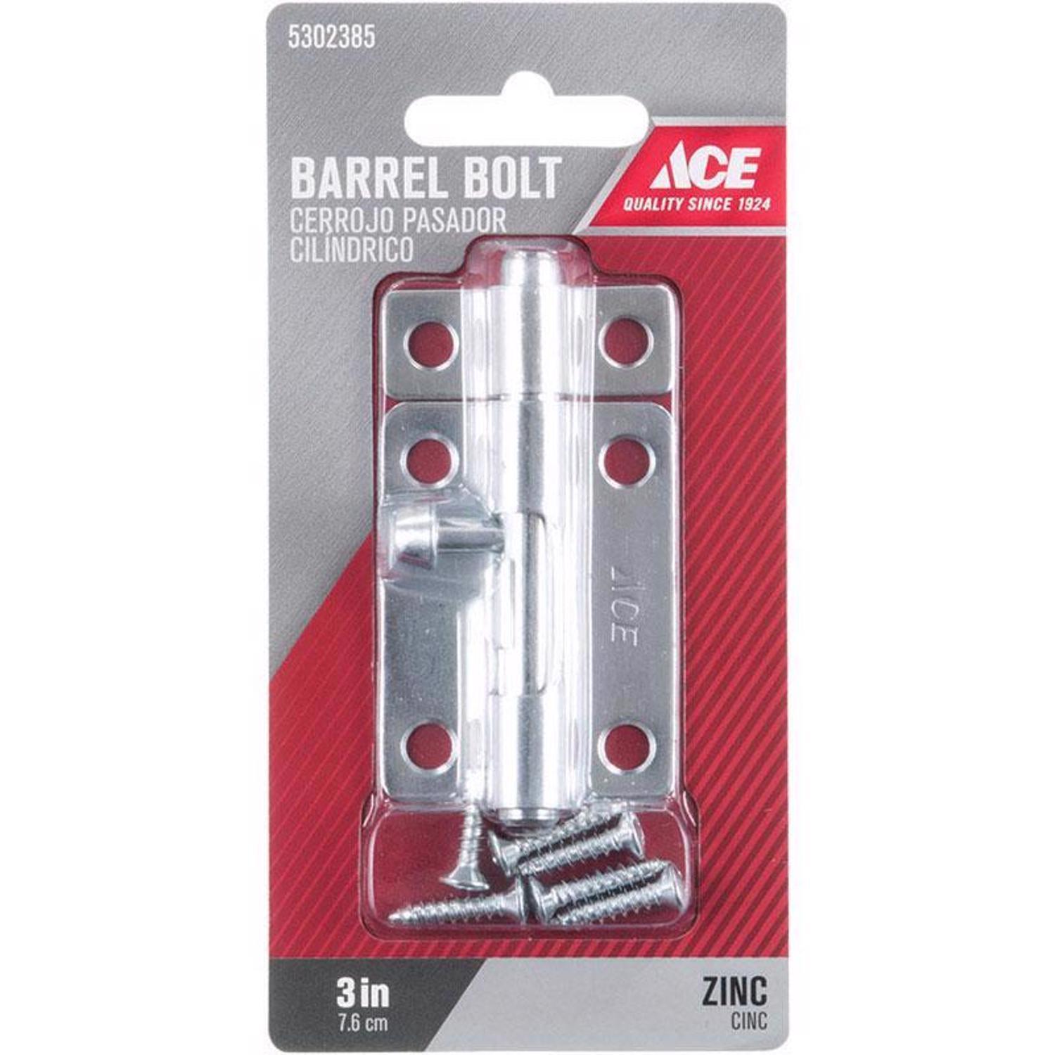 Ace 3 in. L Zinc-Plated Steel Barrel Bolt 1 pk