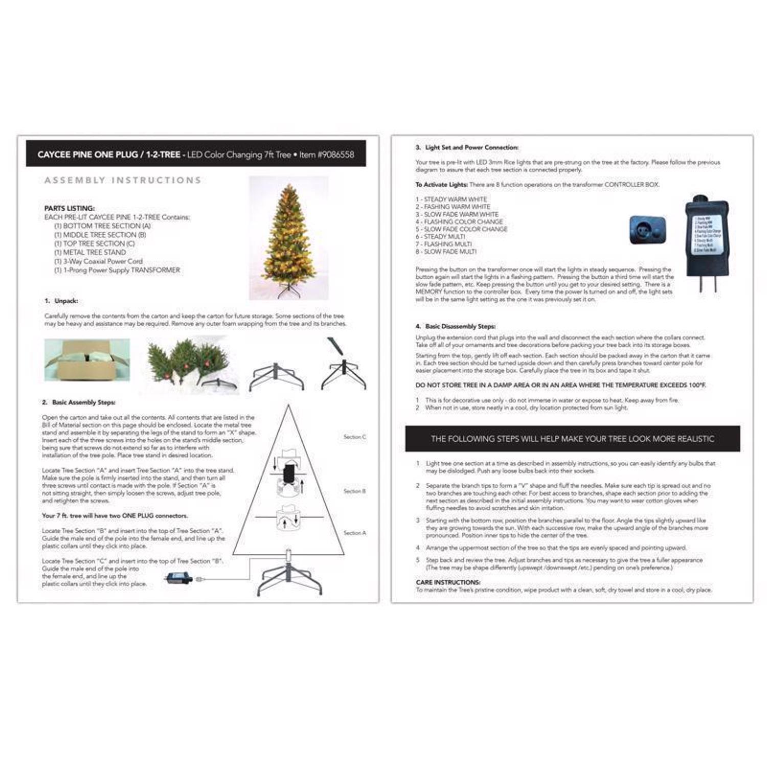 Holiday Bright Lights 1-2 Tree 7 ft. Full LED 450 ct Cayce Pine Color Changing Christmas Tree