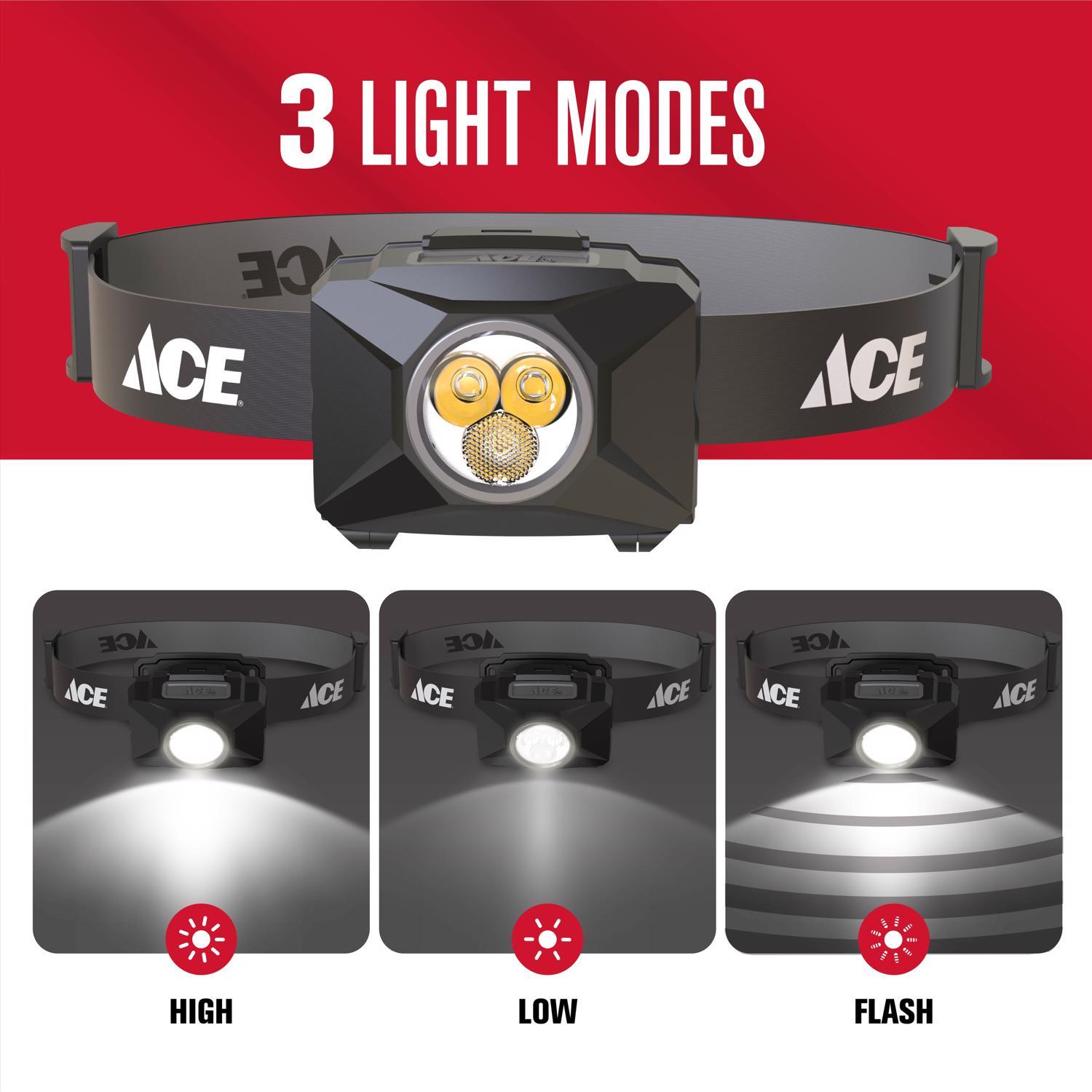 Ace 250 lm Black LED Head Lamp AAA Battery