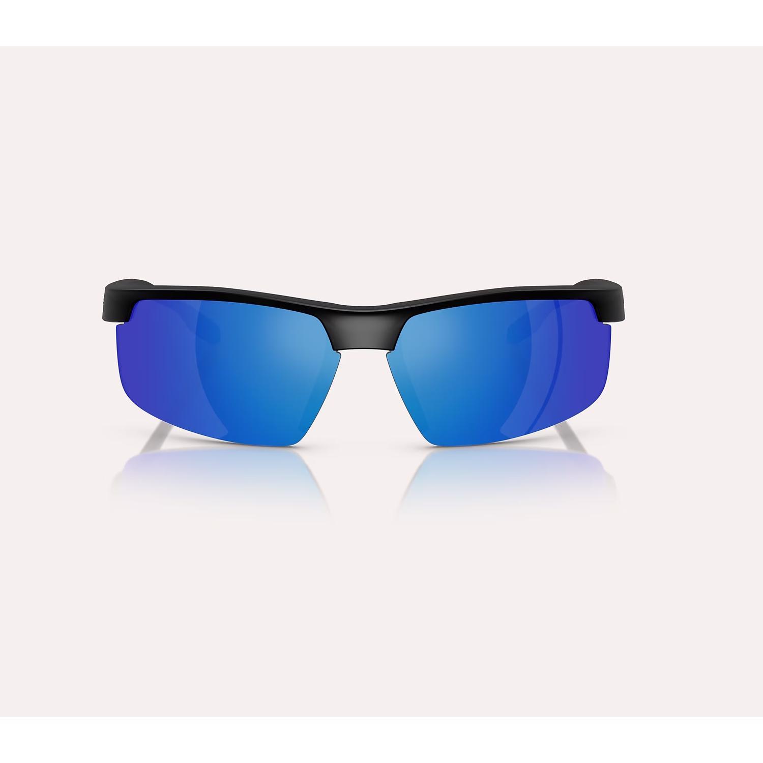 Native Ridge-Runner Crest Sunglasses Men's Matte Black Frame Blue Reflex Lens Polarized Blue Light B