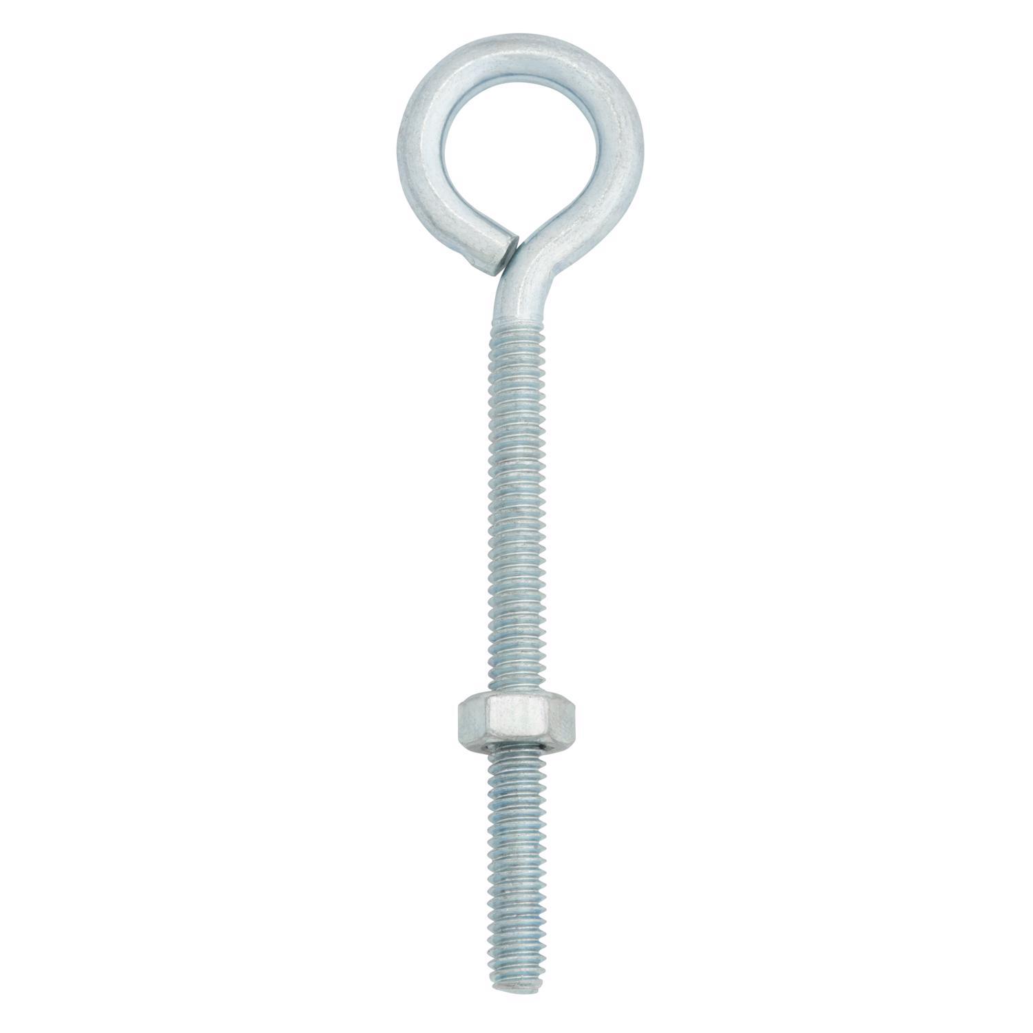 Hampton 1/4 in. X 4 in. L Zinc-Plated Steel Eyebolt Nut Included