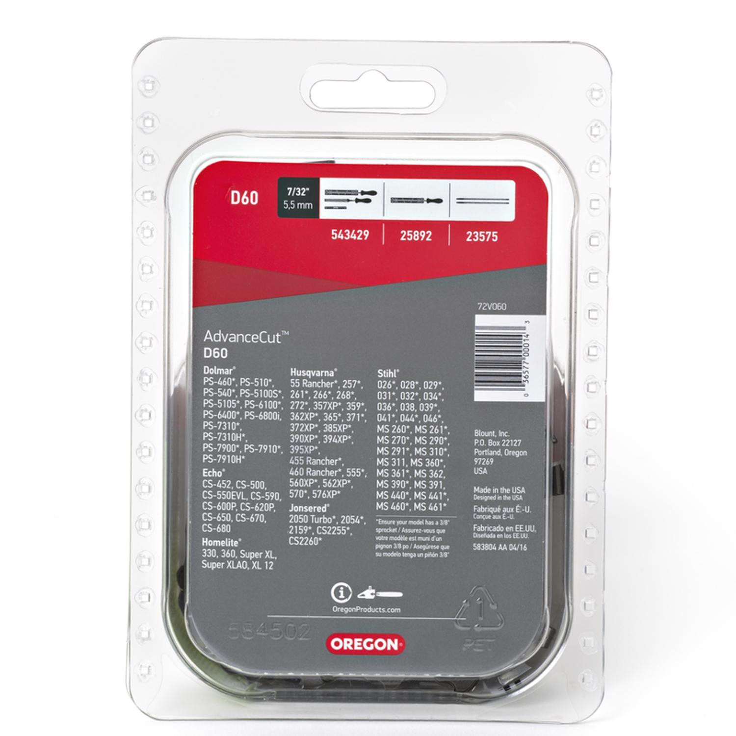 Oregon AdvanceCut D60 16 in. Chainsaw Chain 60 links