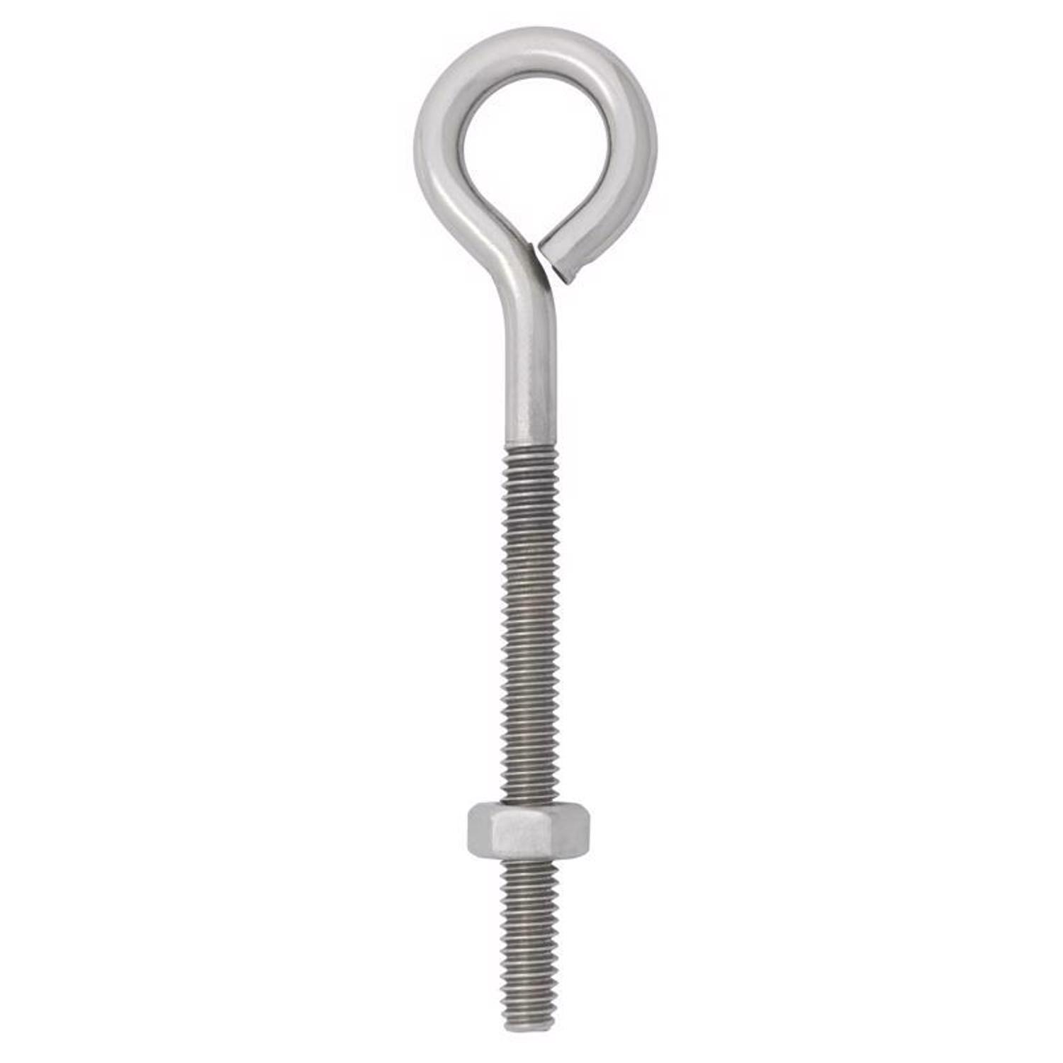 Hampton 1/4 in. X 4 in. L Stainless Stainless Steel Eyebolt Nut Included