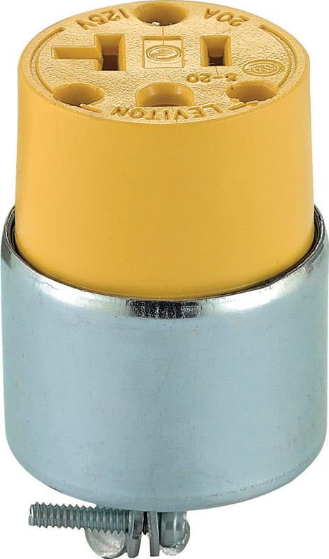 Leviton Commercial Armored Ground/Straight Blade Connector 5-20R 2 Pole 3 Wire