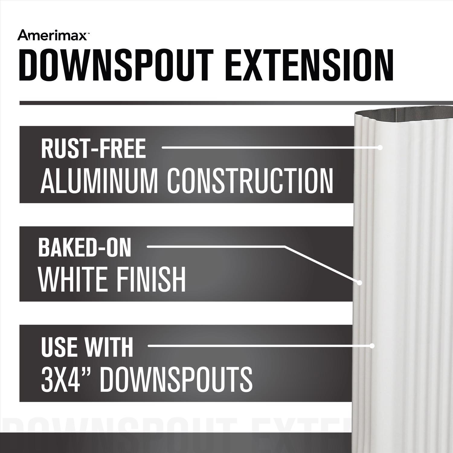 Amerimax 3 in. H X 4.25 in. W X 15 in. L White Aluminum K Downspout Extension
