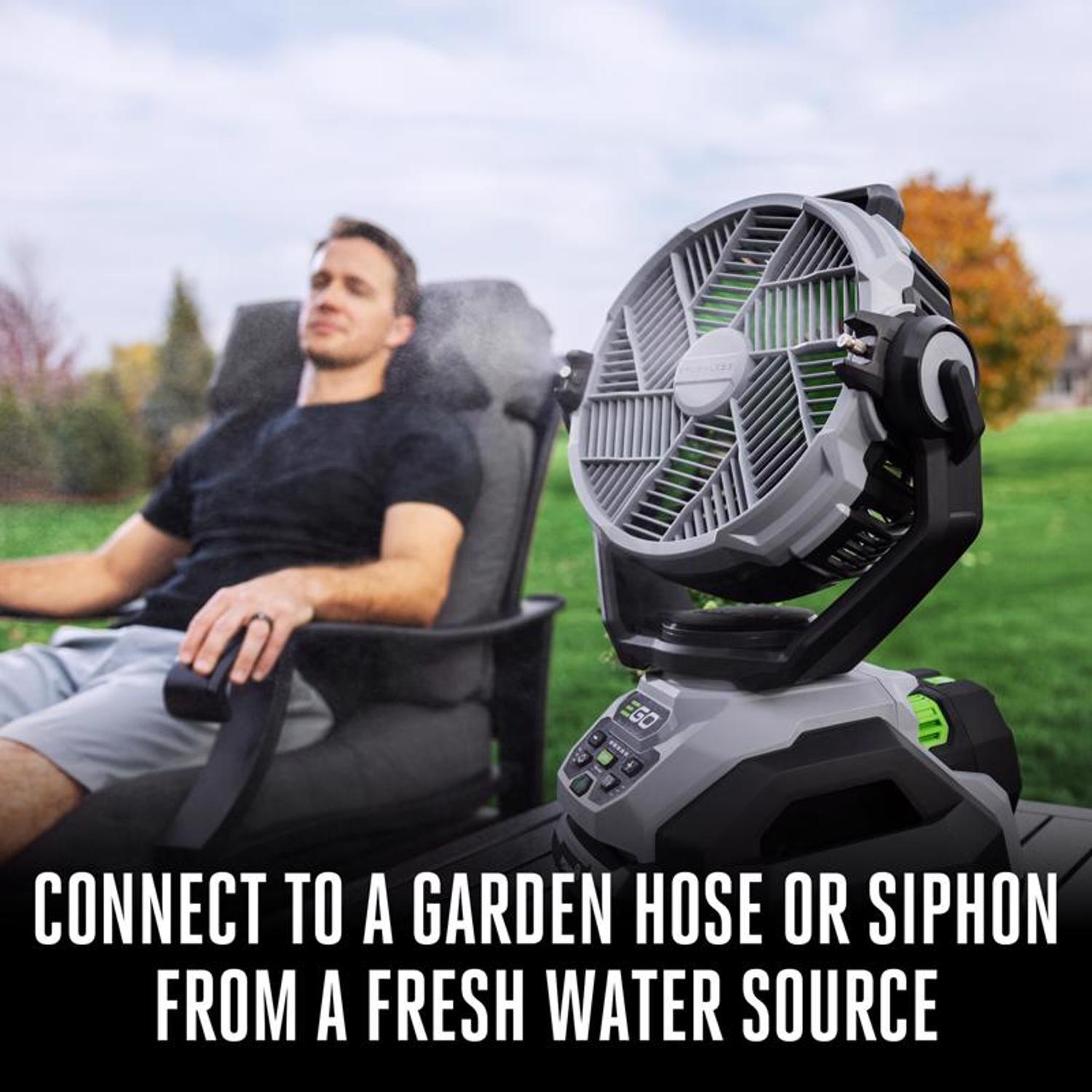 EGO Power+ 5 speed 19.49 in. Oscillating Cordless Misting Fan