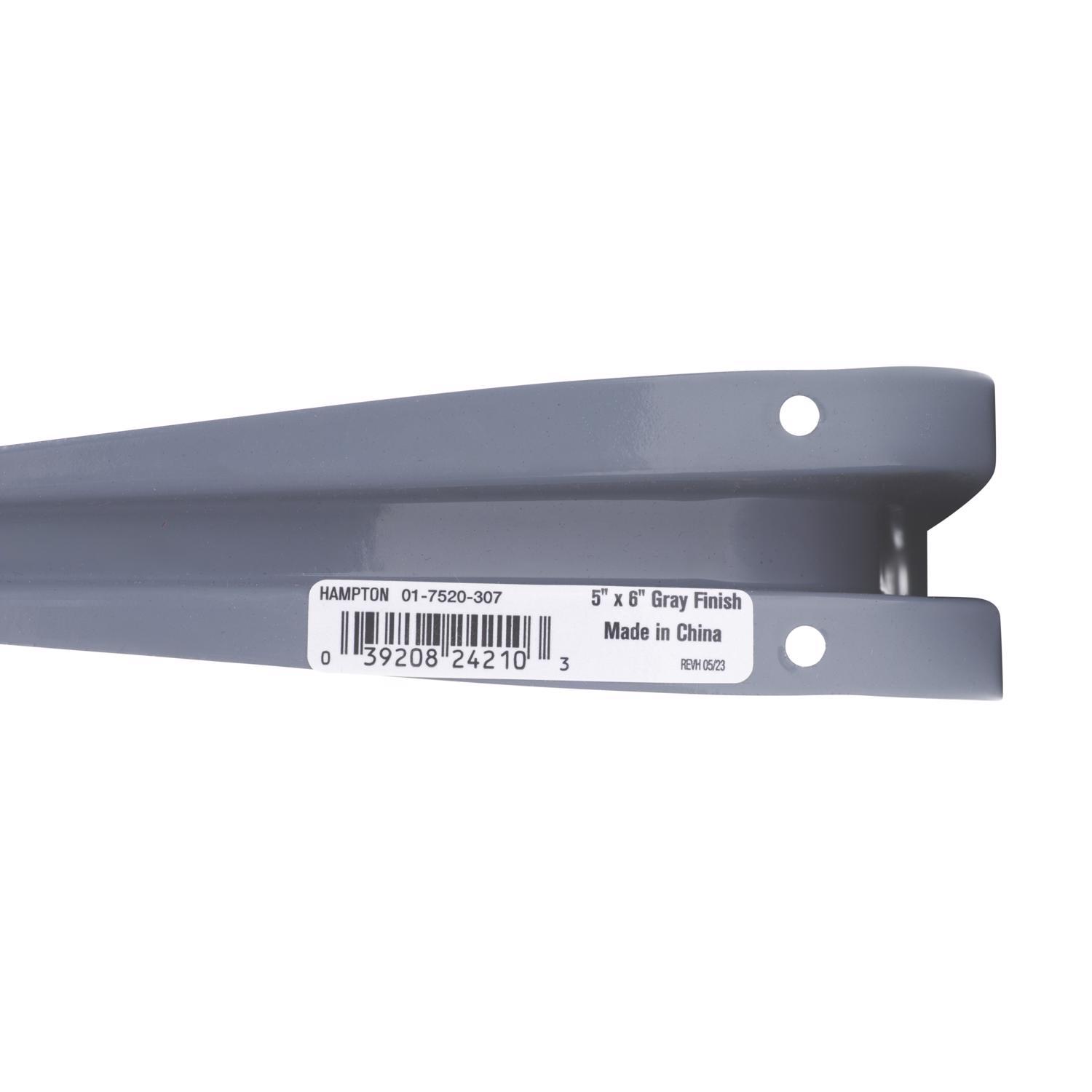 Hampton Gray Steel Shelf Bracket 18 Ga. 6 in. L 100 lb