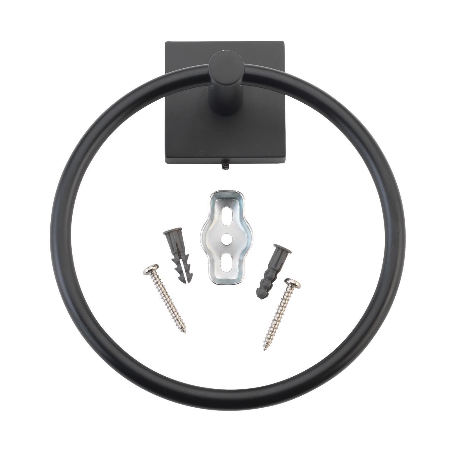 OakBrook Collection Matte Black Towel Ring Die Cast Zinc