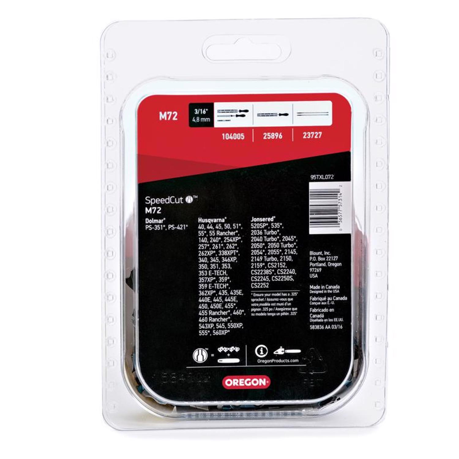 Oregon SpeedCut M72 18 in. Chainsaw Chain 72 links