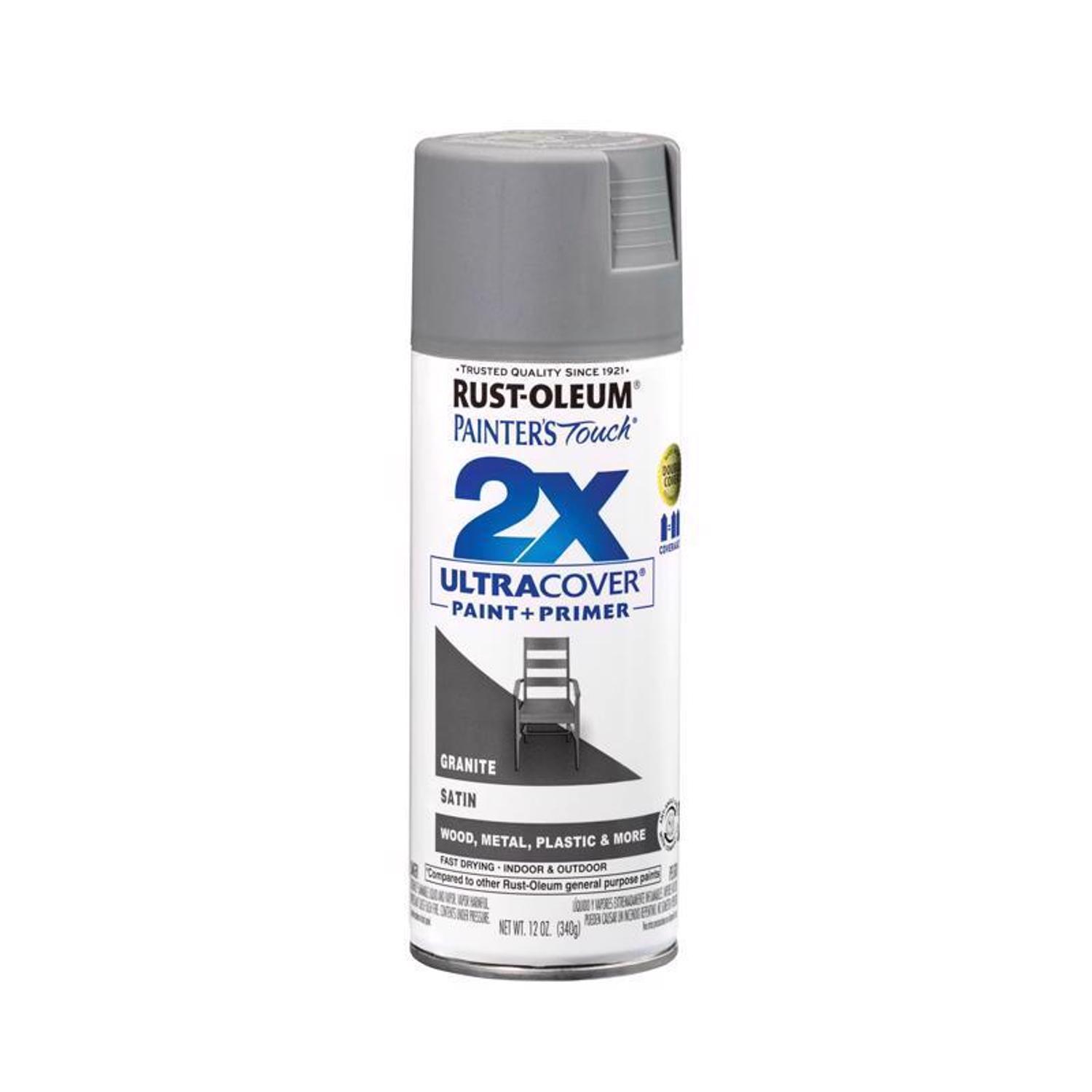 Rust-Oleum Painters Touch 2X Ultra Cover Satin Granite Paint+Primer Spray Paint 12 oz