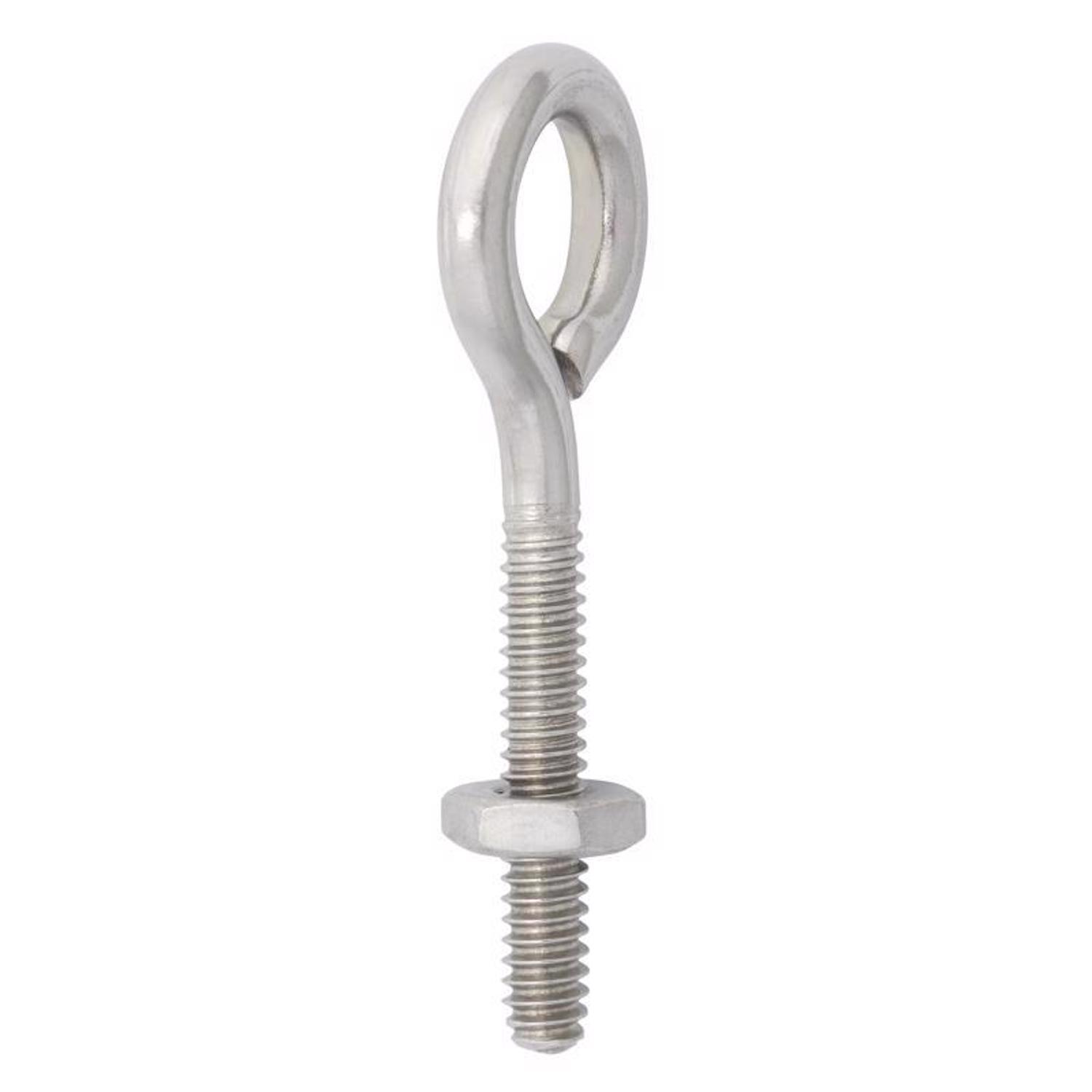 Hampton 3/16 in. X 2 in. L Stainless Stainless Steel Eyebolt Nut Included