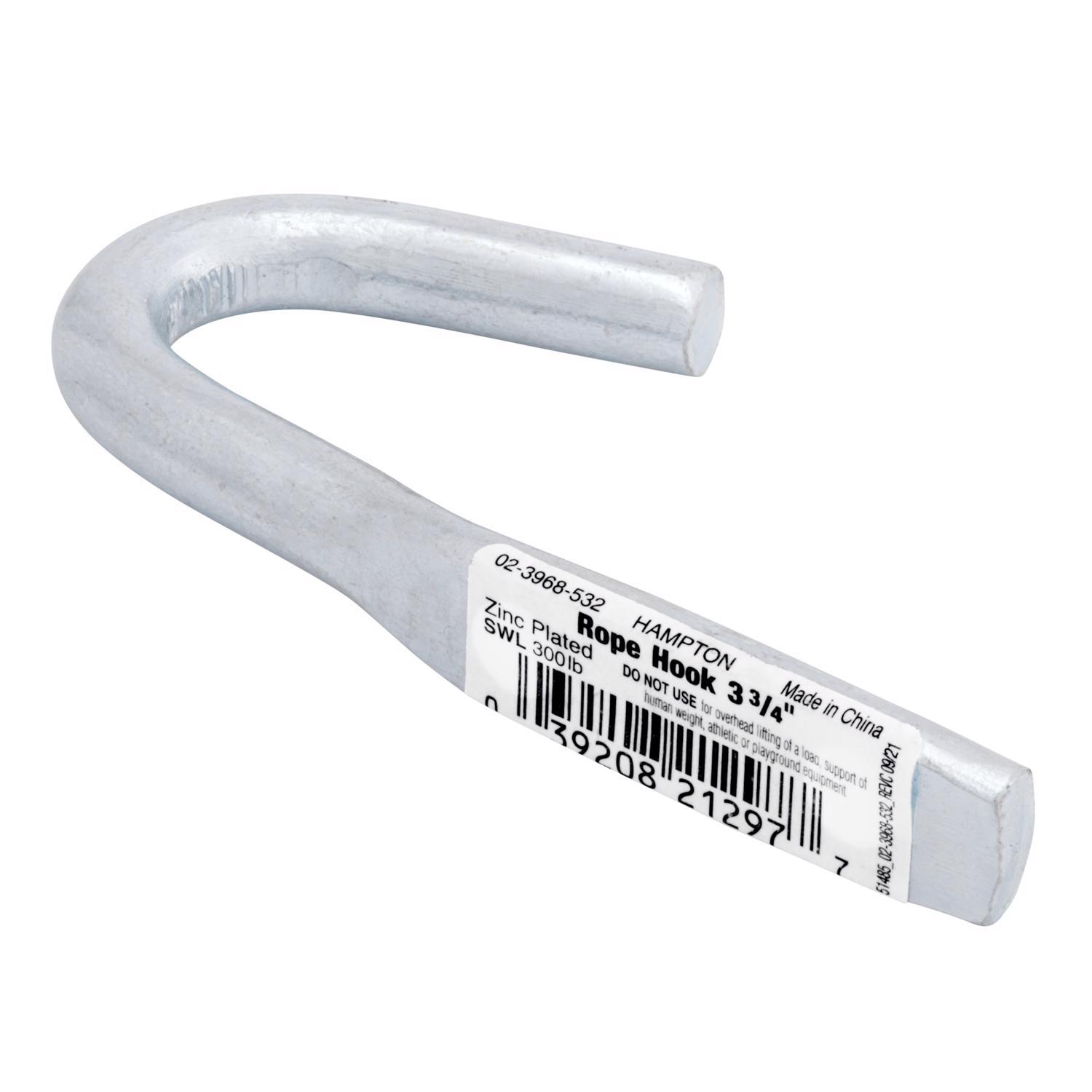 Hampton Small Zinc-Plated Silver Steel 3.75 in. L Rope Binding Hook 300 lb 1 pk