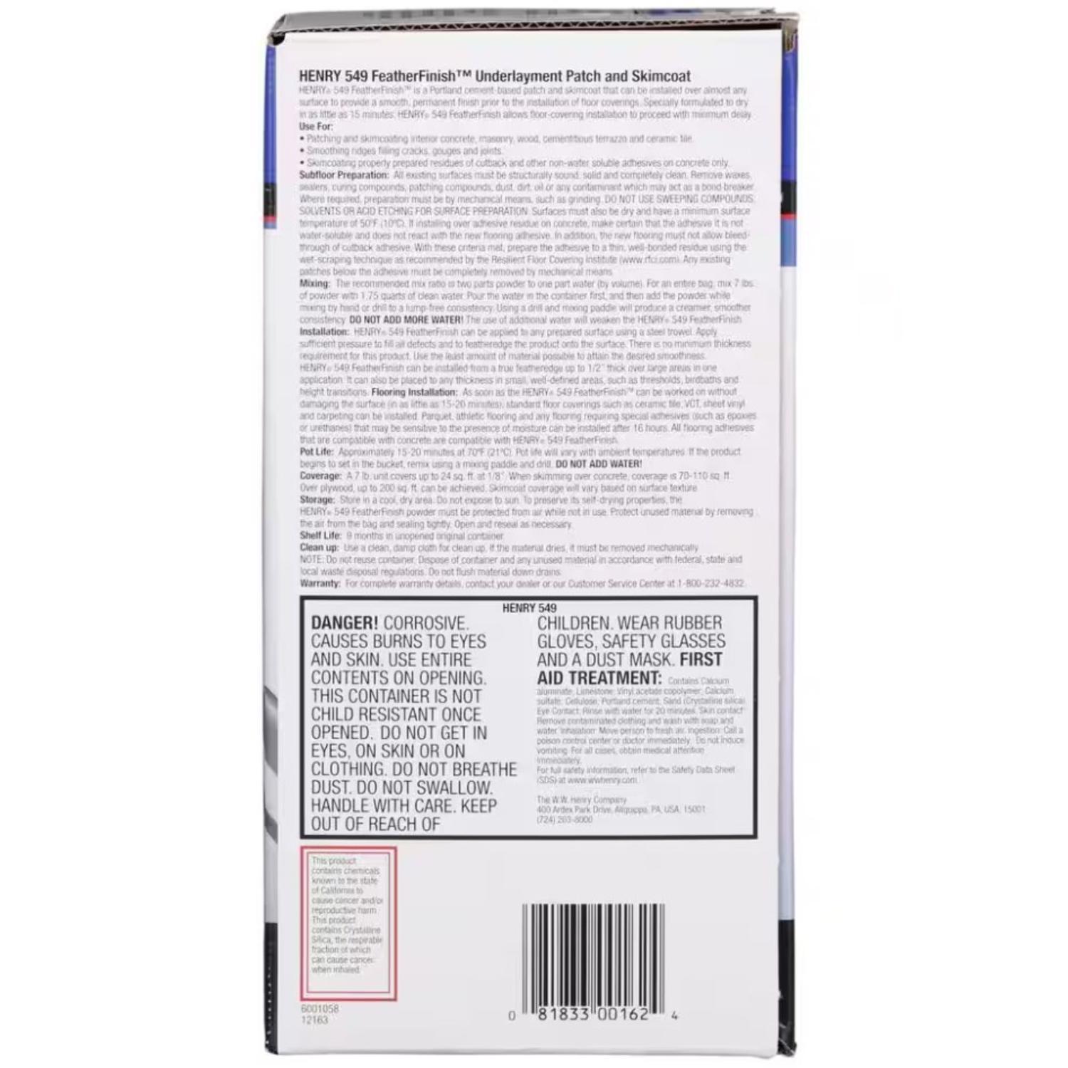 Henry 549 Feather Finish Gray Underlayment Patch and Skimcoat 7 lb