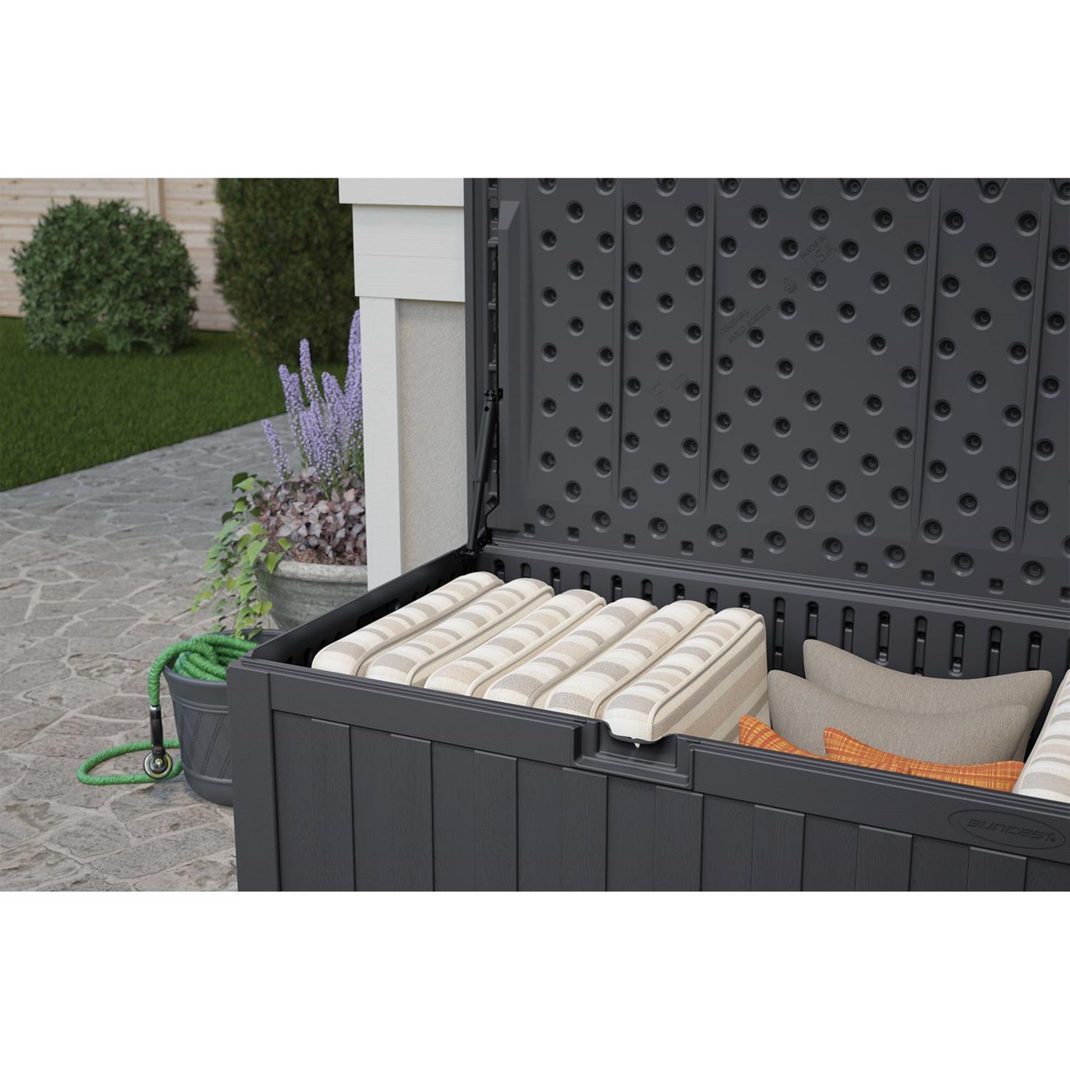 Suncast 55 in. W X 28 in. D Gray Plastic Deck Box 134 gal.
