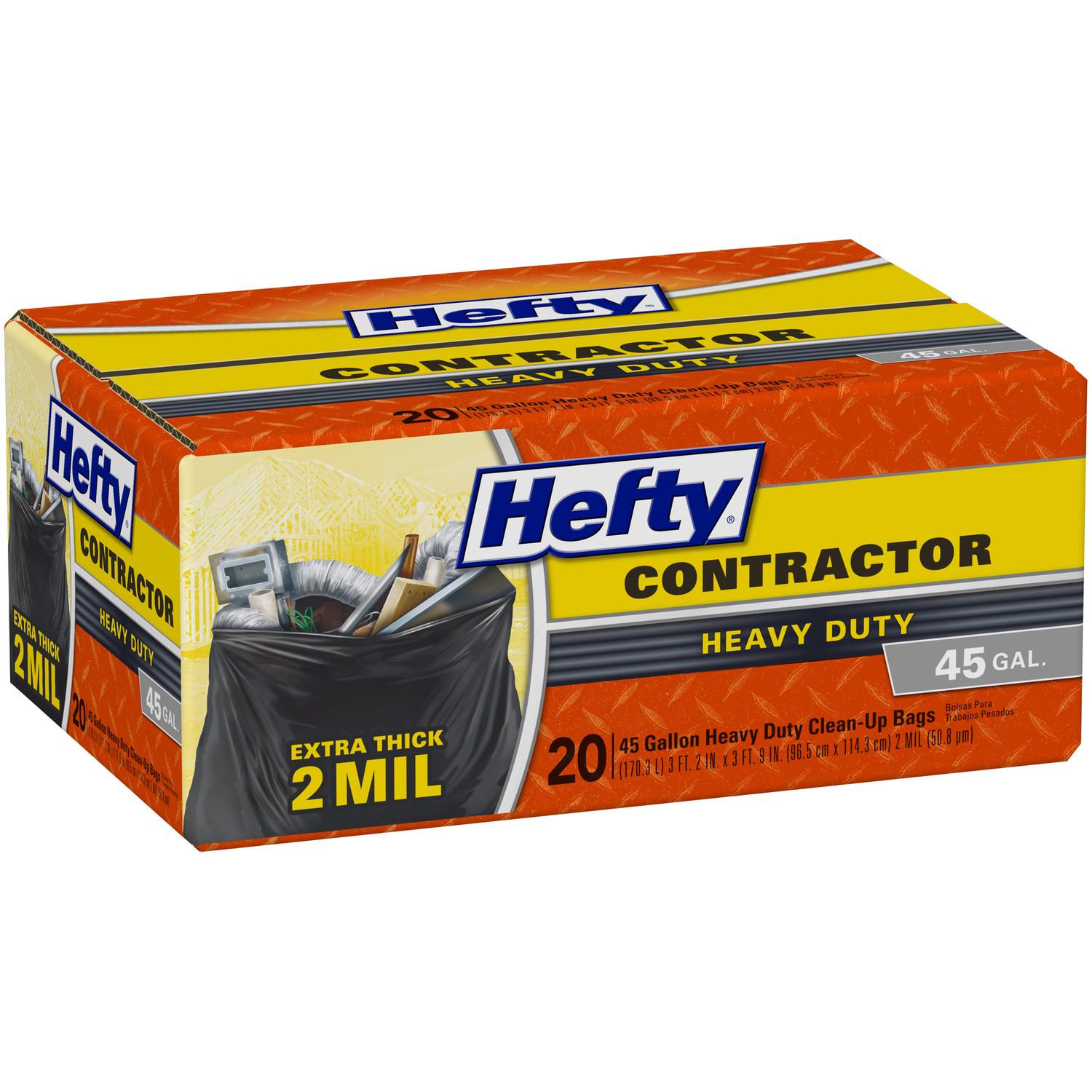 Hefty 45 gal No Scent Scent Contractor Bags Twist Tie 20 pk 2 mil