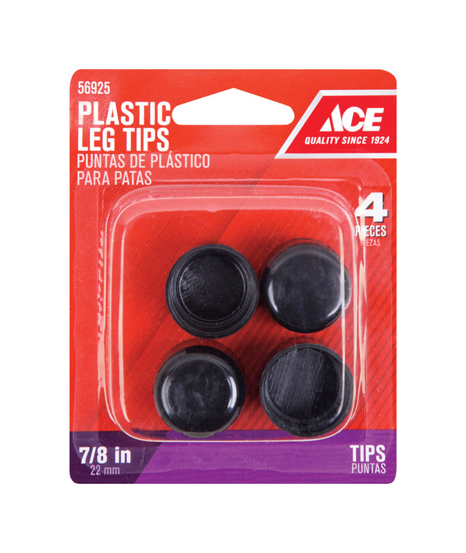 Ace Plastic Leg Tip Black Round 7/8 in. W 4 pk