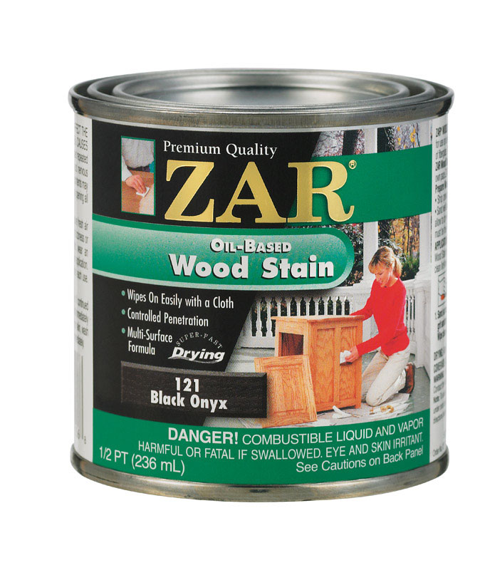 ZAR Semi-Transparent Oil-Based Wood Stain Black Onyx Tintable 1/2 pt.
