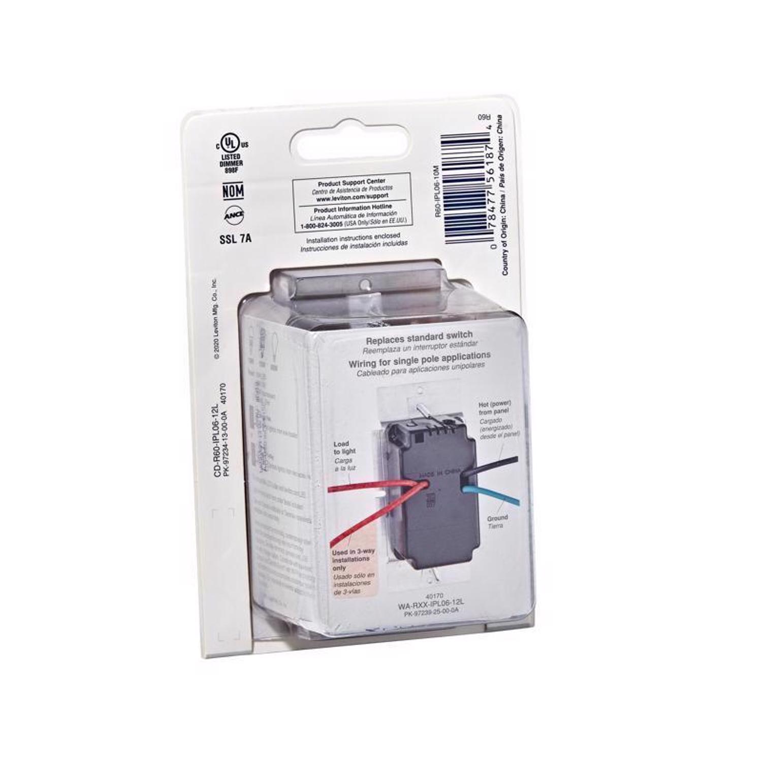 Leviton IllumaTech White 600 W Slide Dimmer Switch 1 pk