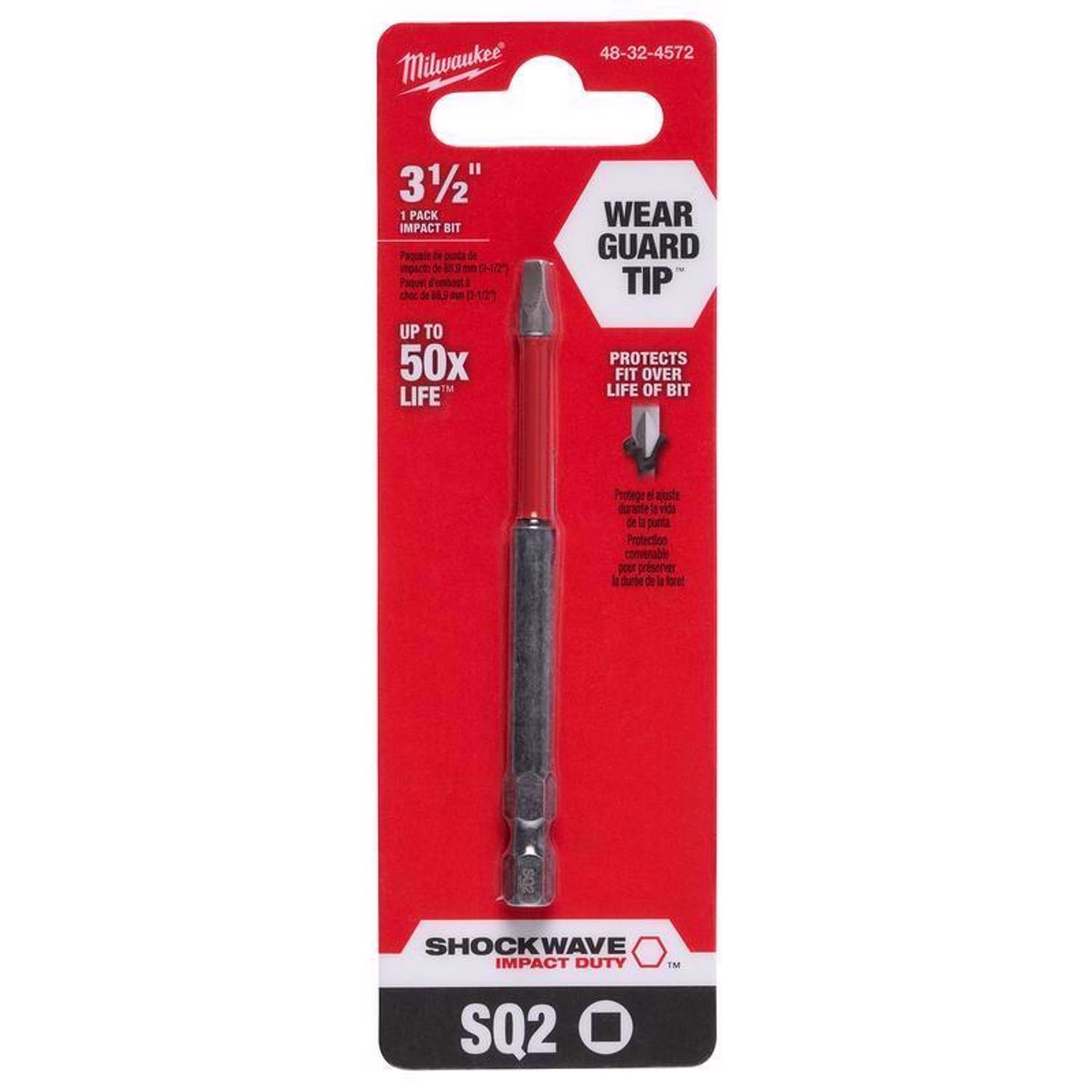 Milwaukee Shockwave Square #2 X 3-1/2 in. L Impact Power Bit Steel 1 pc