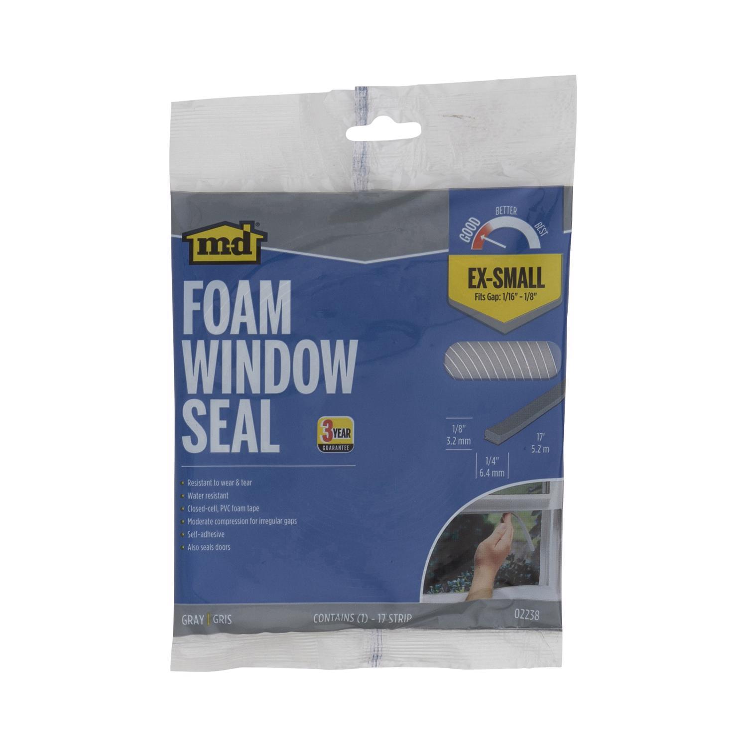 M-D Gray Vinyl and Foam Weather Stripping Tape For Doors 17 ft. L X 1/8 in.