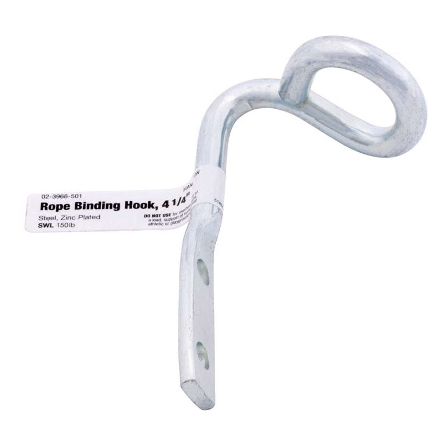 Hampton Small Zinc-Plated Silver Steel 4.125 in. L Rope Binding Hook 150 lb 1 pk