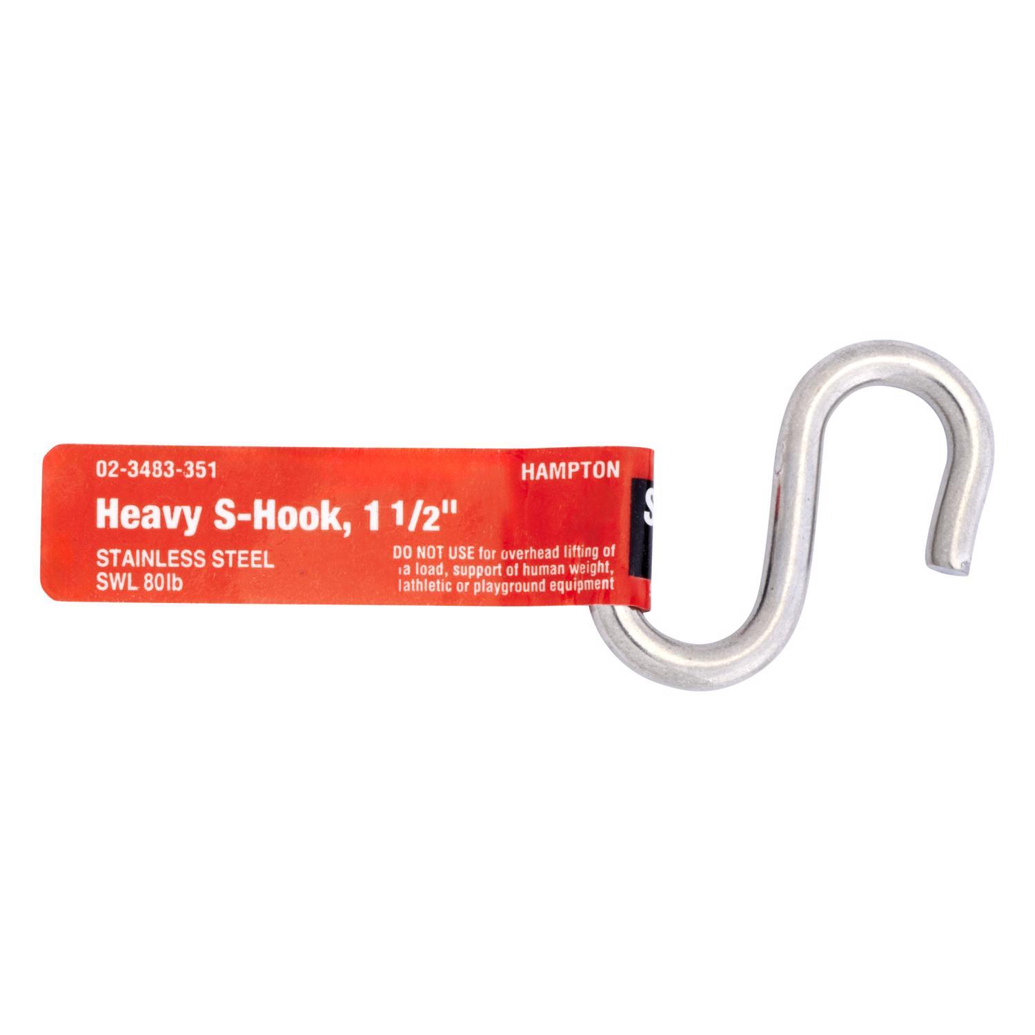 Hampton Medium Silver Stainless Steel 1.43 in. L S-Hook 40 lb 1 pk