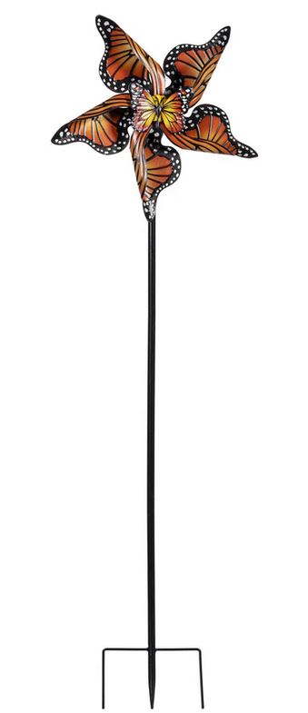 Evergreen Monarch Butterfly Metal Wind Spinner 48 H in.