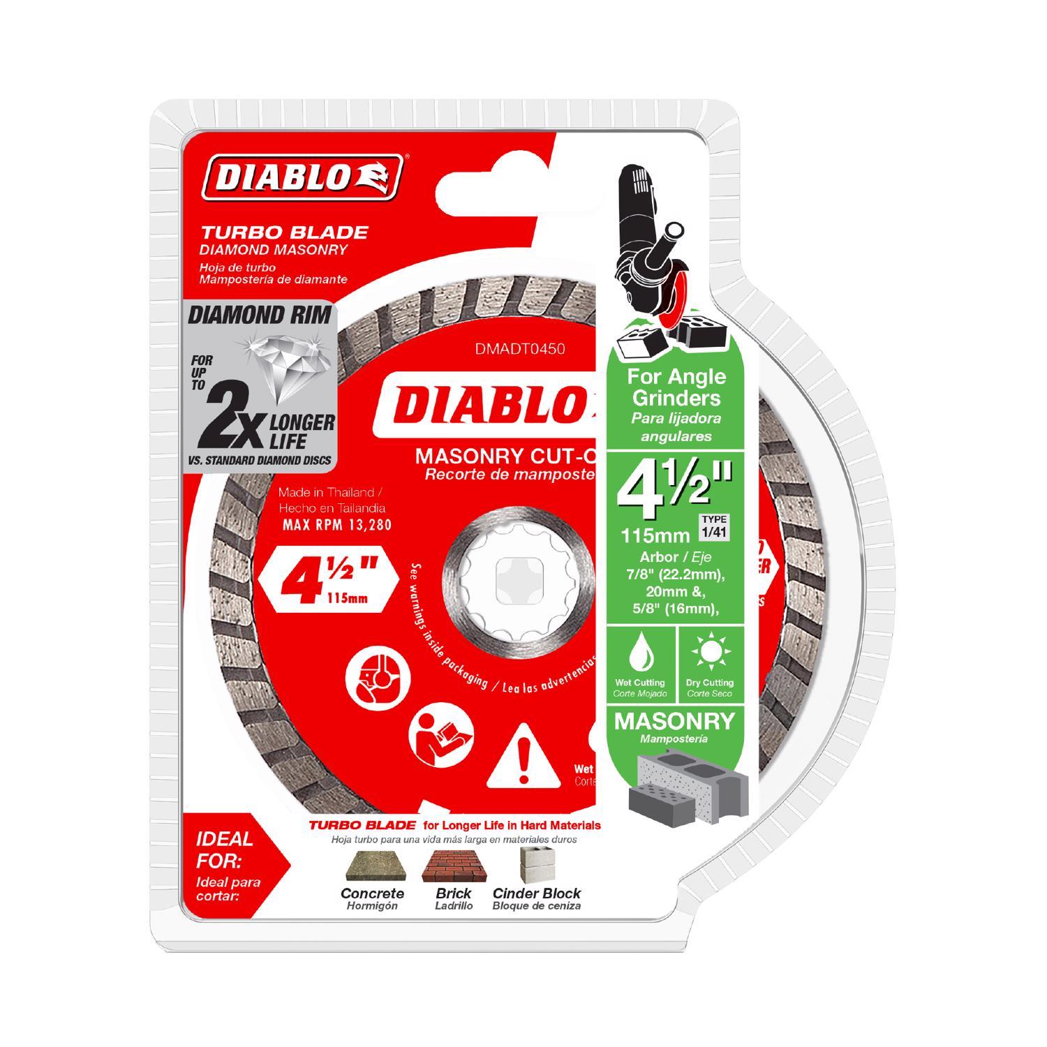 Diablo 4-1/2 in. D X 7/8 in. Diamond Masonry Cut-Off Disc 1 pk