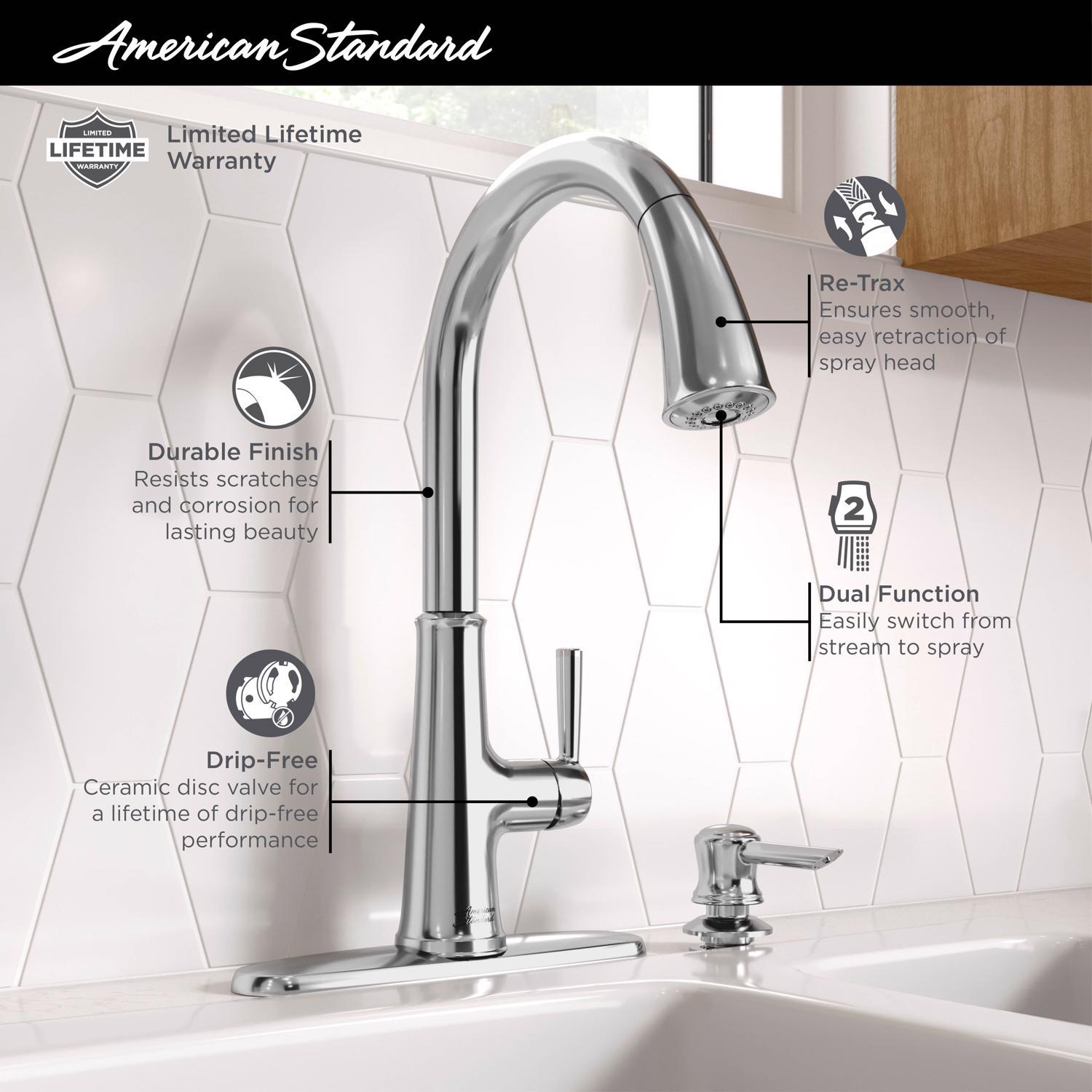 American Standard Maven One Handle Stainless Steel Pull-Down Kitchen Faucet