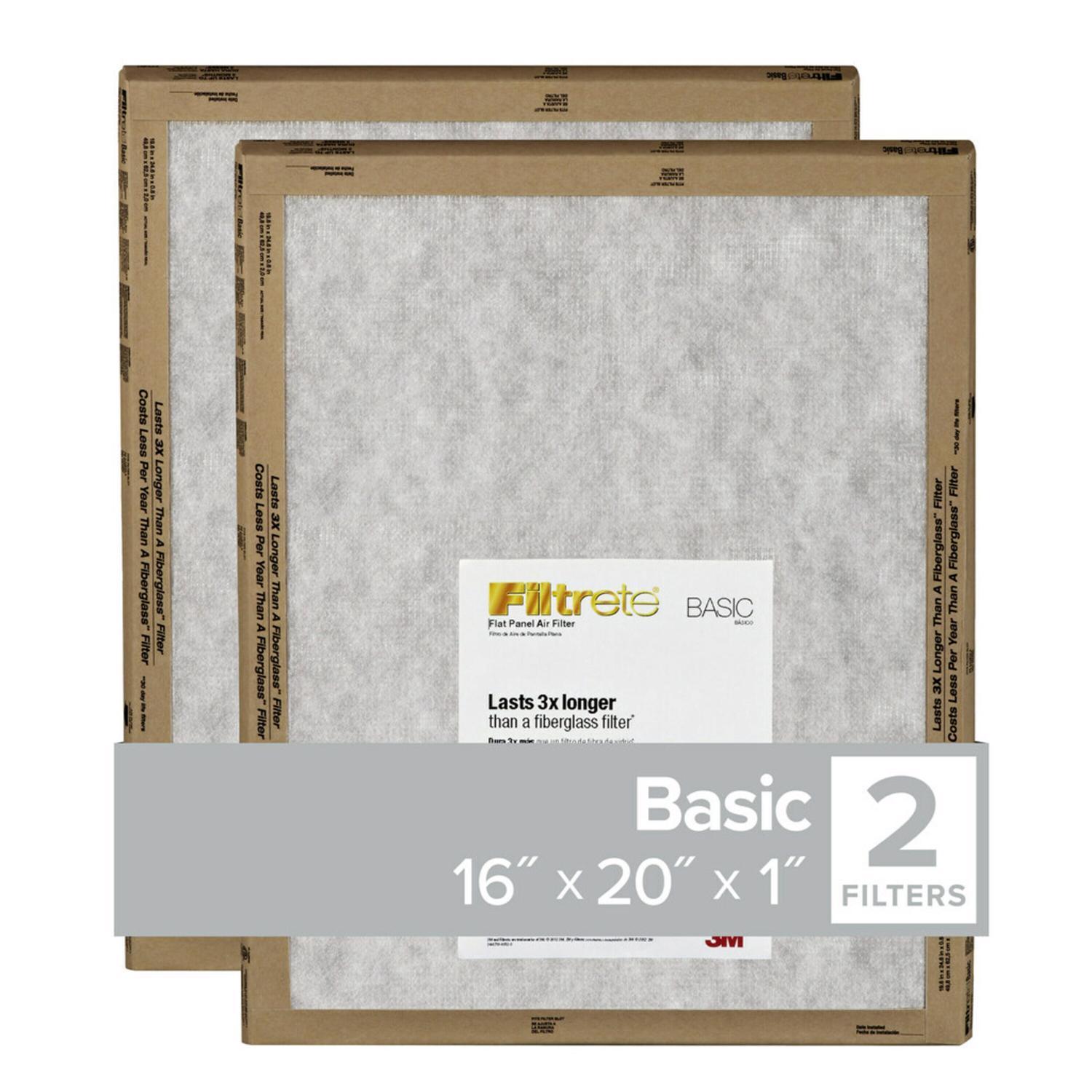 Filtrete 16 in. W X 20 in. H X 1 in. D Synthetic 1 MERV Flat Panel Filter 2 pk