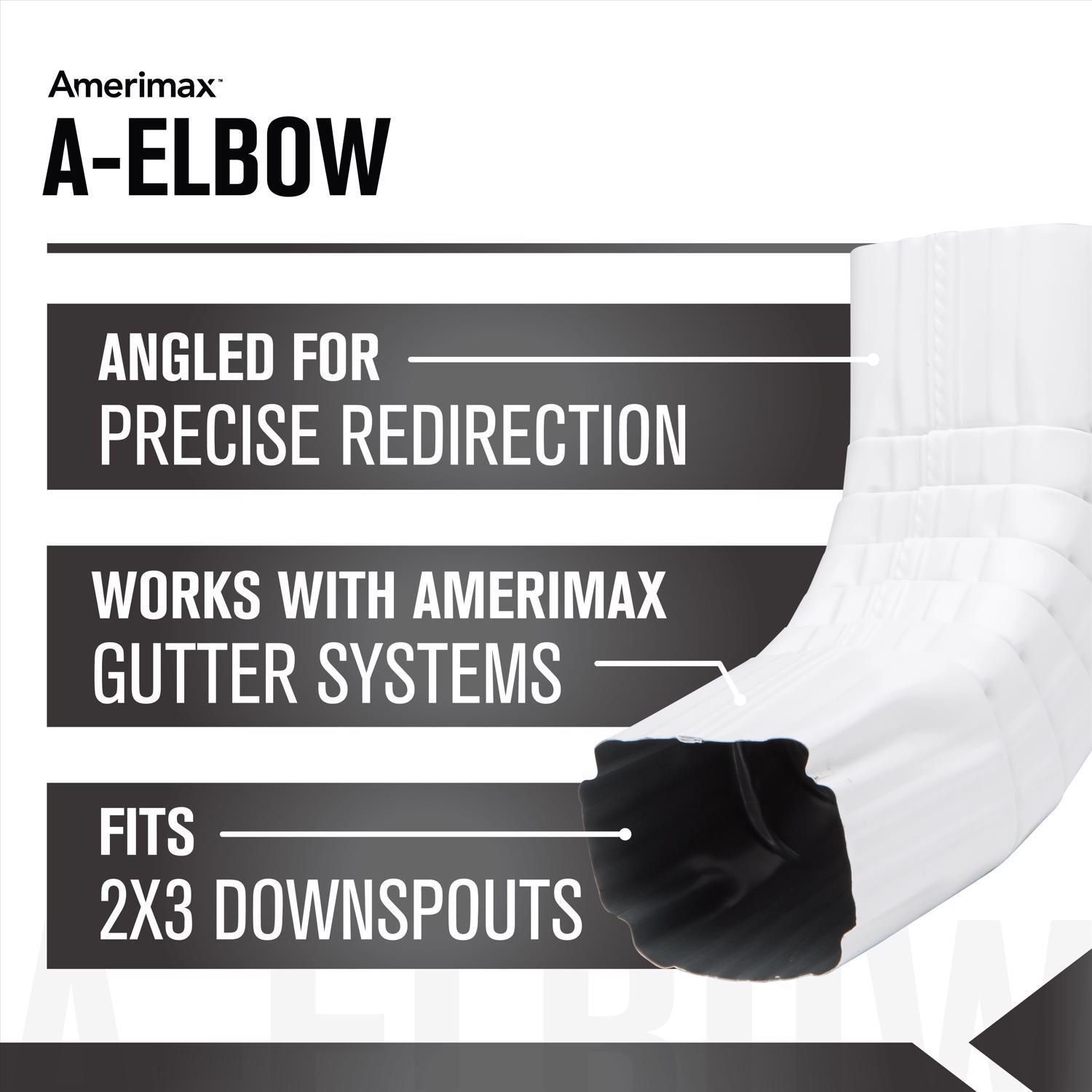 Amerimax 2 in. H X 3 in. W X 17 in. L White Aluminum A Gutter Elbow