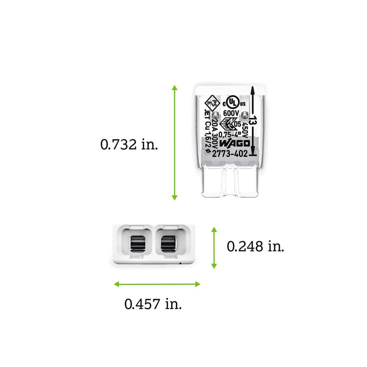Wago 2 Port Push-In Wire Connector 100 Pack
