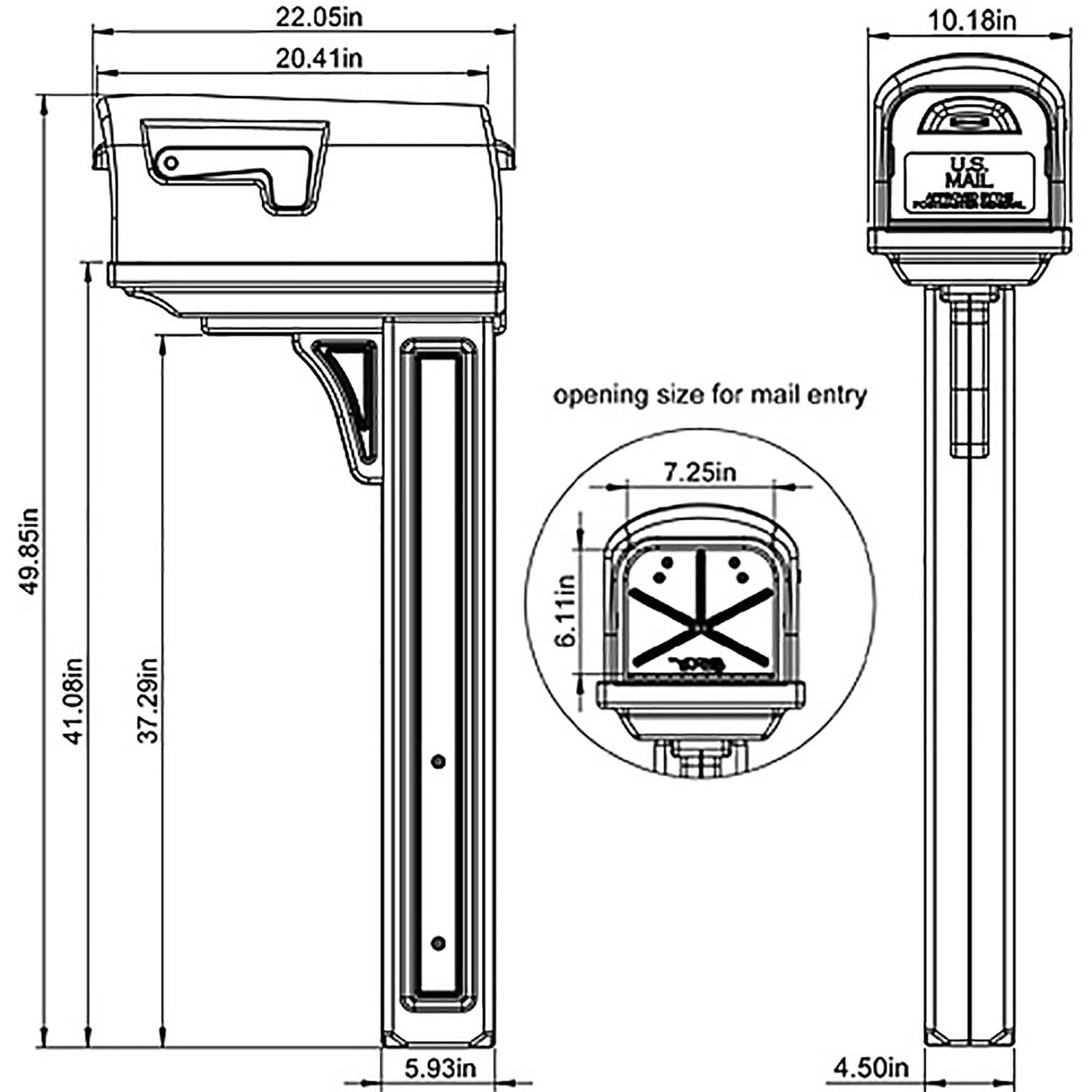 Architectural Mailboxes Classic Classic Plastic Post Mount Black Double Door Mailbox