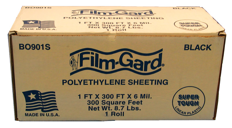 Berry Plastics Film-Gard Plastic Sheeting 6 Mil x 1in. W x 300' L Polyethylene Black