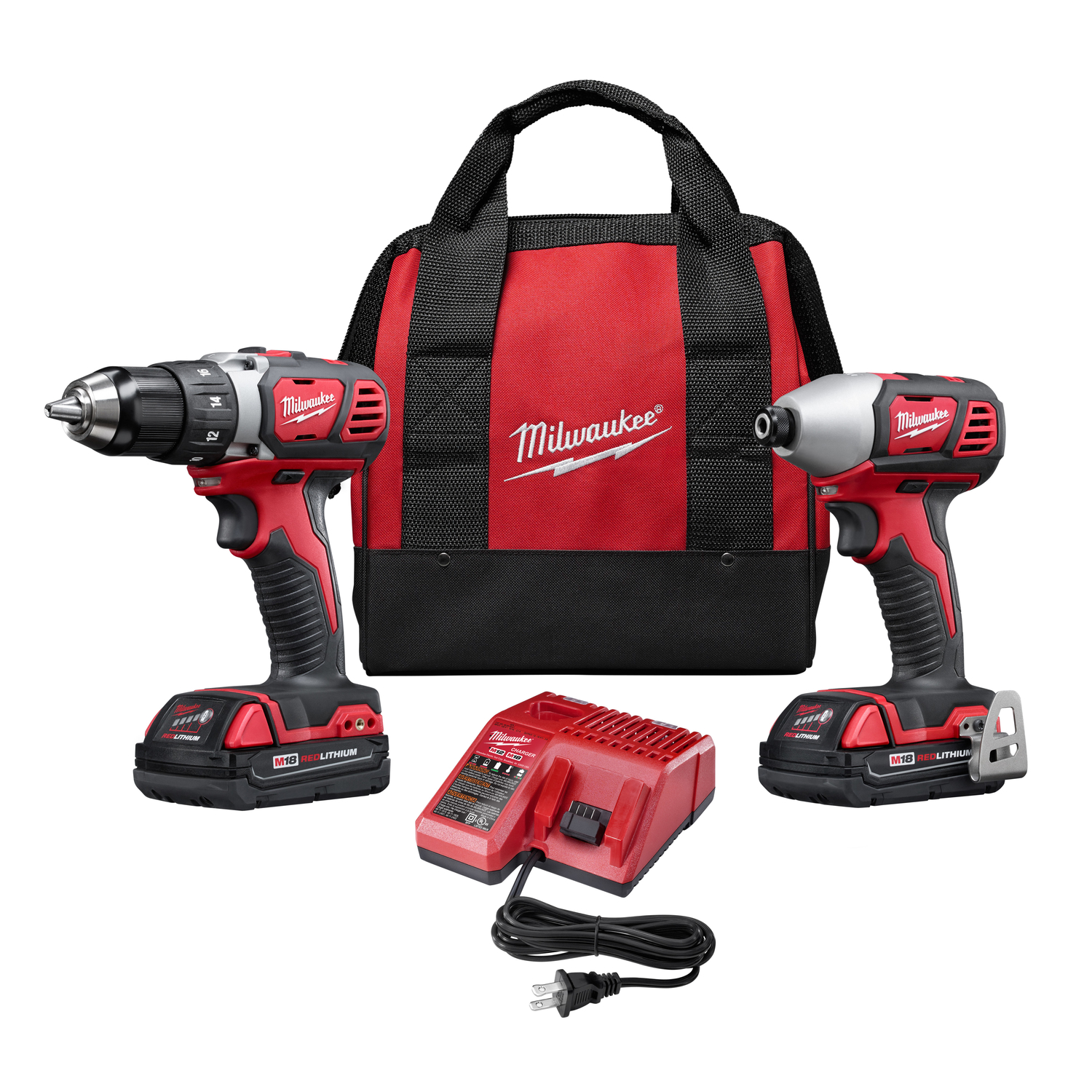 Milwaukee M18 18 V Cordless Brushed 2 Tool Drill/Driver and Impact Driver Kit