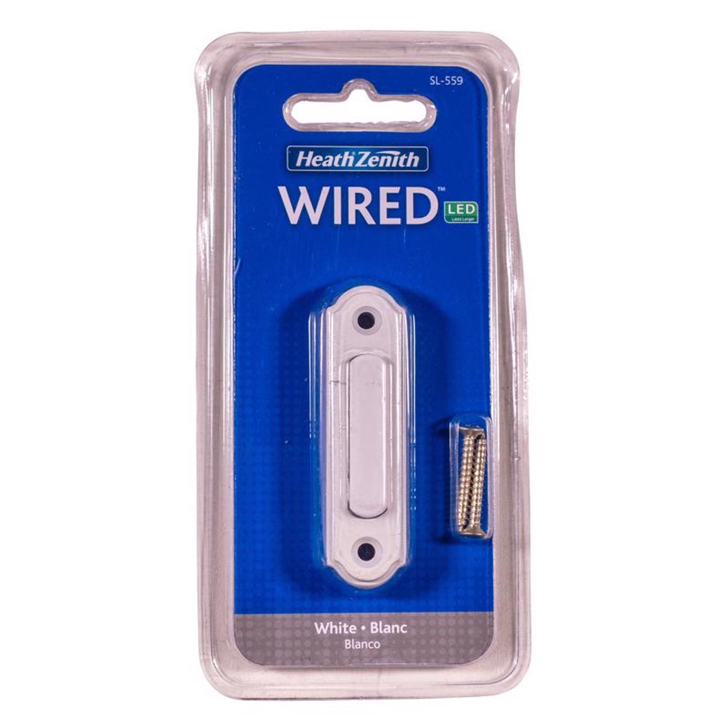 Heath Zenith Satin White Metal/Plastic Wired Pushbutton Doorbell