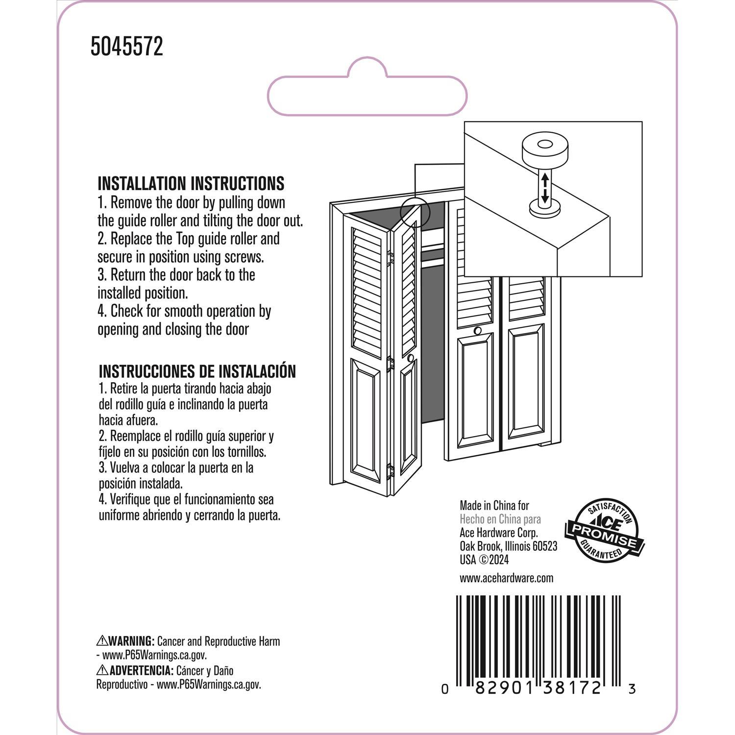 Ace Silver Steel Bi-fold Door Wheel Guide 2 pc