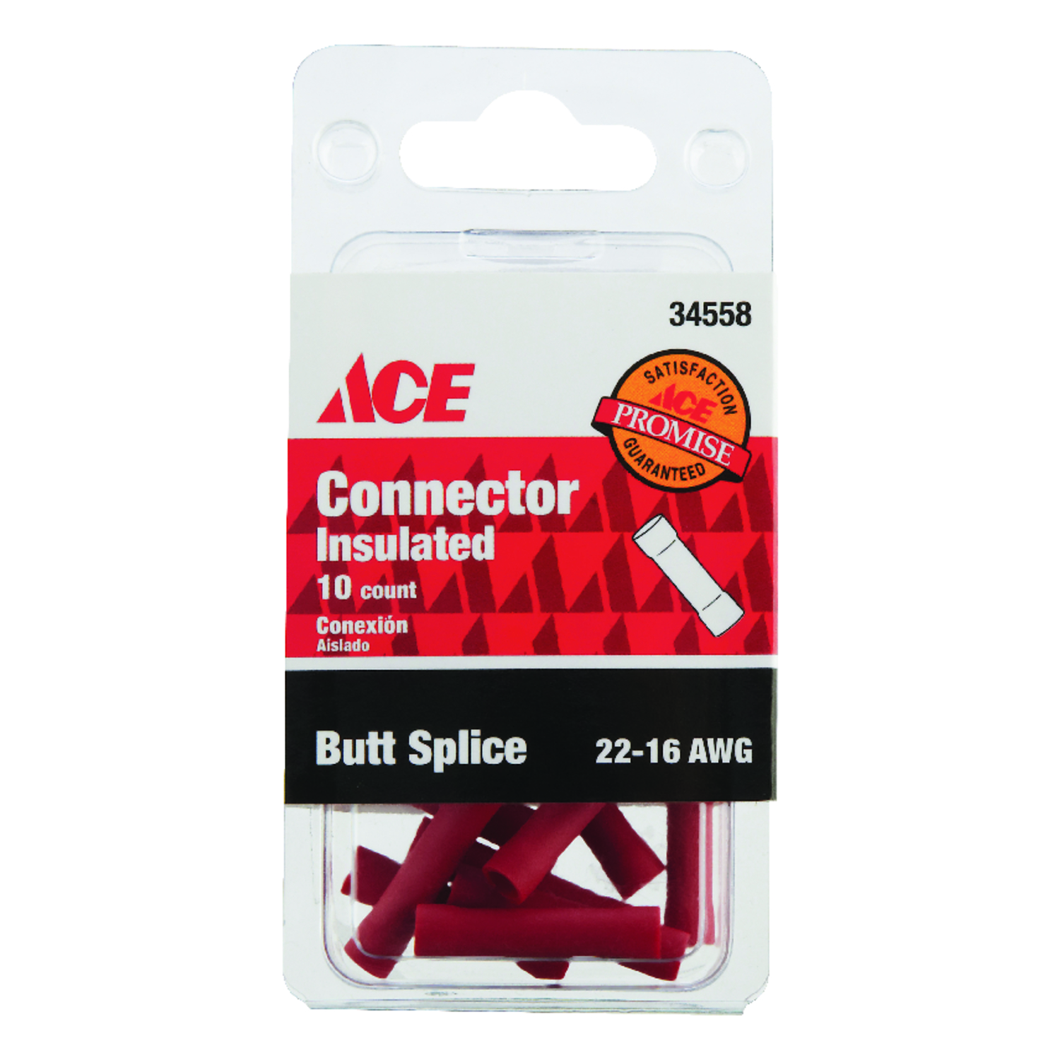 Ace Insulated Wire Butt Connector Red 10 pk