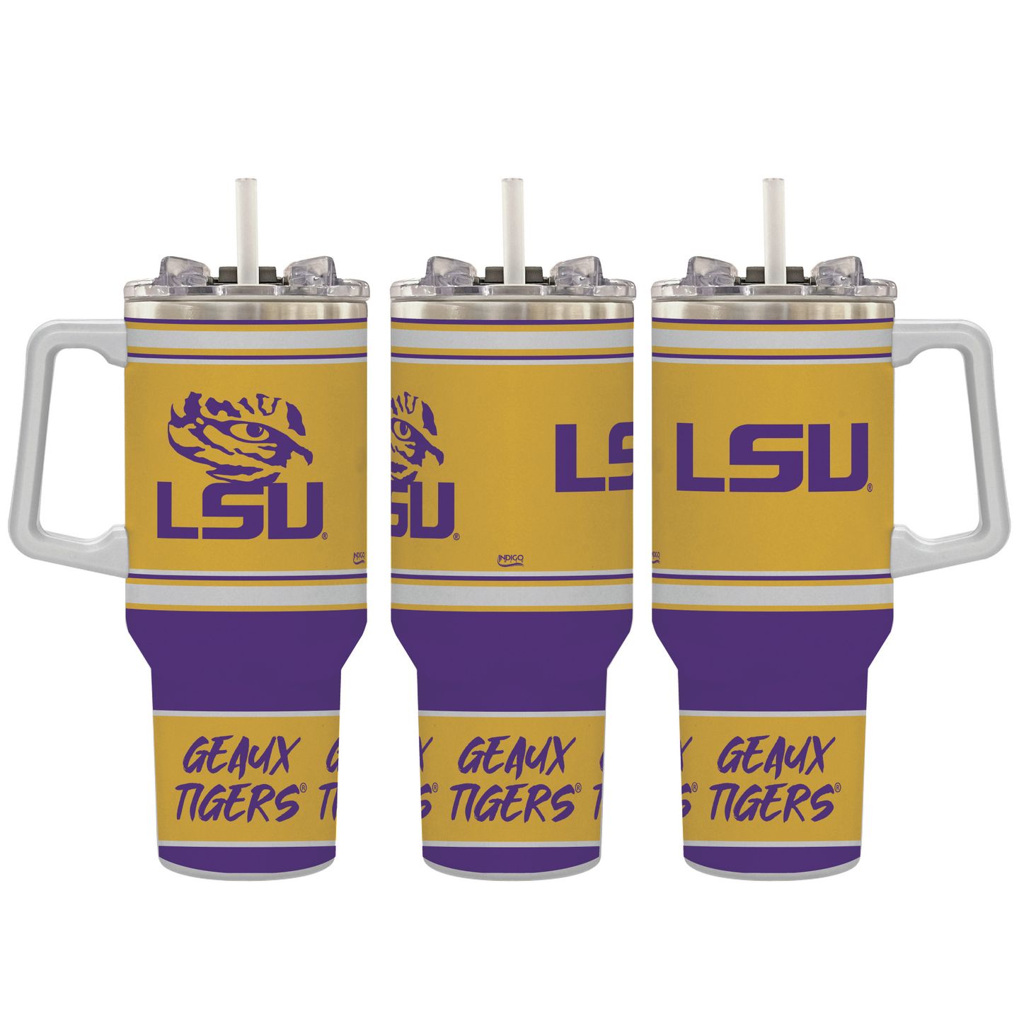 Indigo Falls LSU (Louisiana State University) Geaux Tigers Rocky Tumbler 40 oz. with Straw